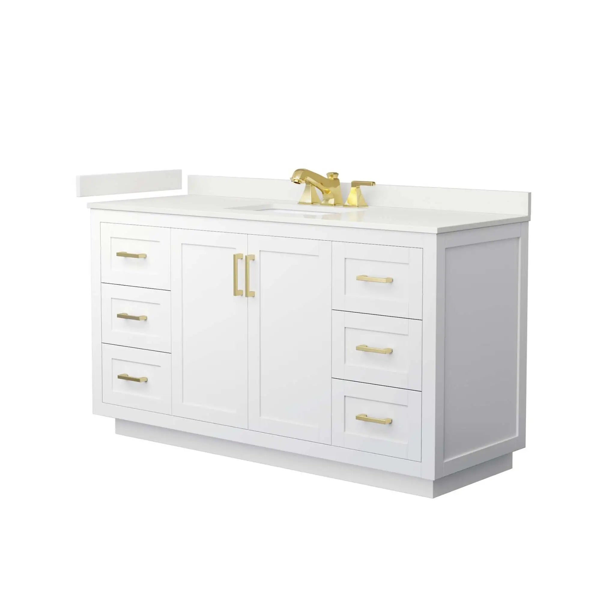 60" Miranda Single Bathroom Vanity in White with Brushed Gold Trim by Wyndham