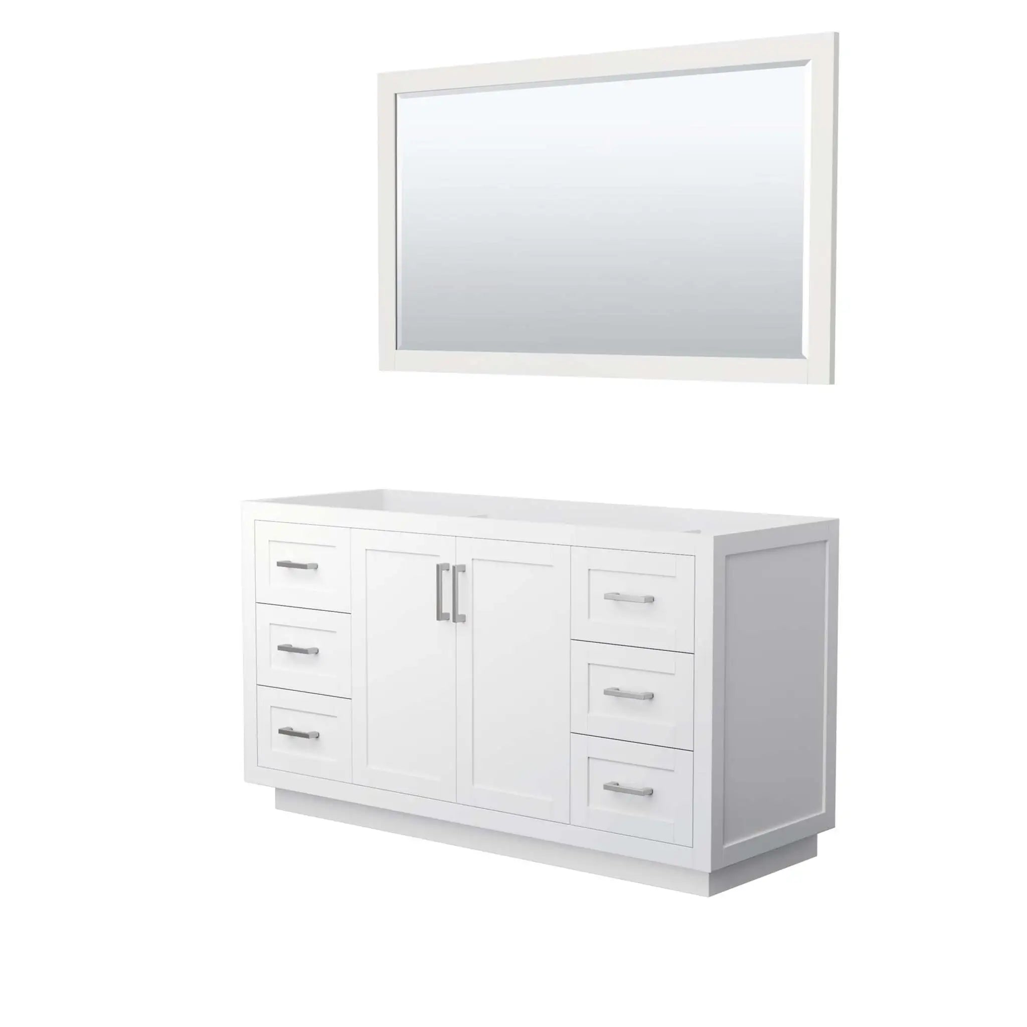 60" Miranda Single Bathroom Vanity in White with Brushed Nickel Trim & 58" Mirror by Wyndham