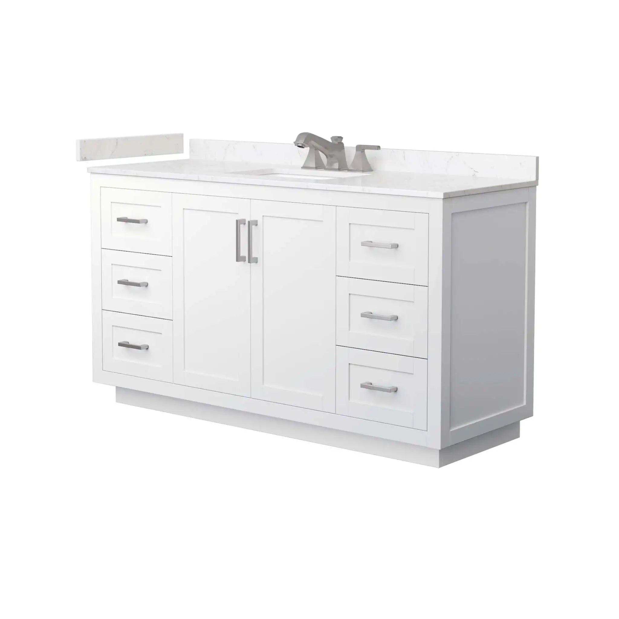 60" Miranda Single Bathroom Vanity in White with Brushed Nickel Trim by Wyndham
