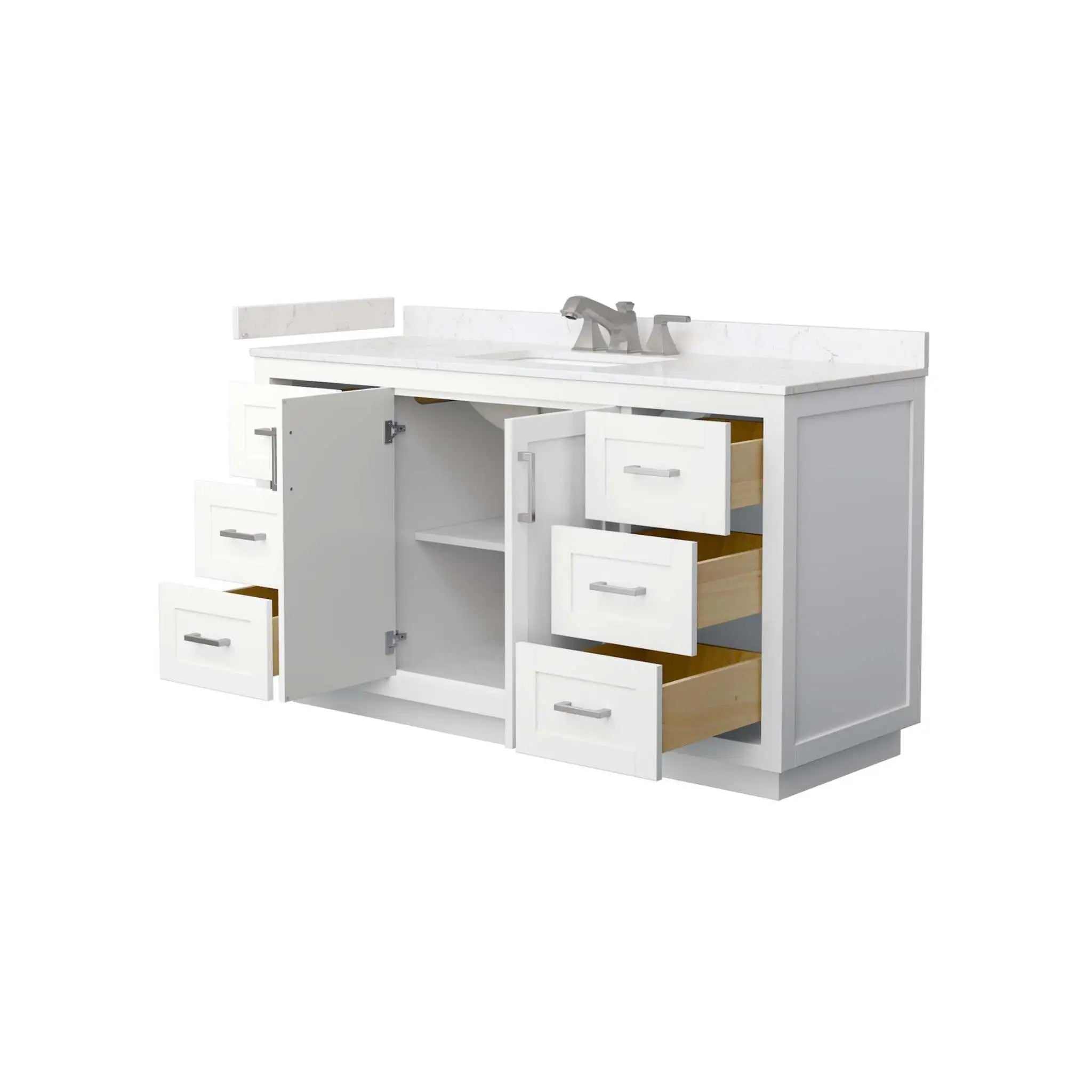 60" Miranda Single Bathroom Vanity in White with Brushed Nickel Trim by Wyndham