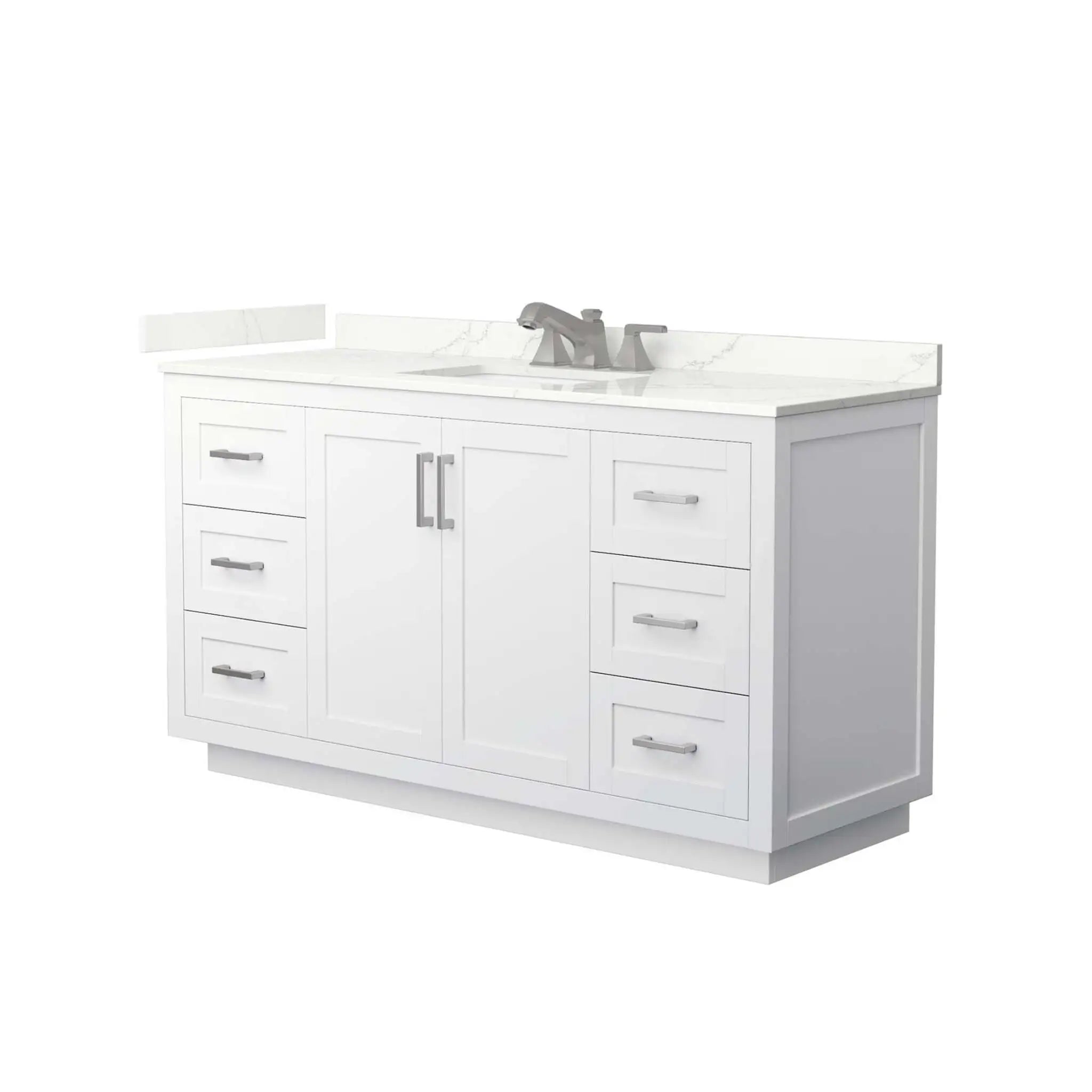 60" Miranda Single Bathroom Vanity in White with Brushed Nickel Trim by Wyndham