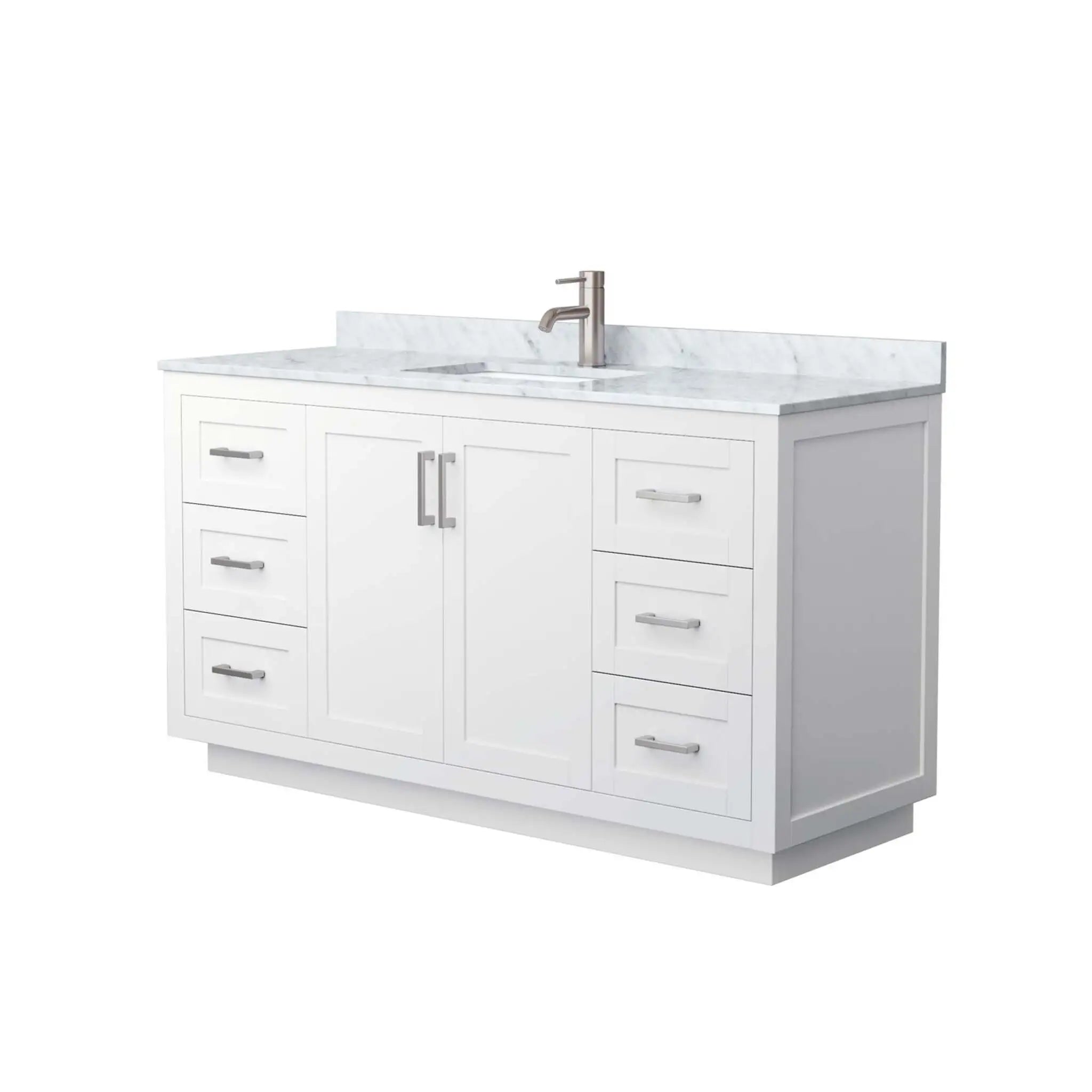 60" Miranda Single Bathroom Vanity in White with Brushed Nickel Trim by Wyndham