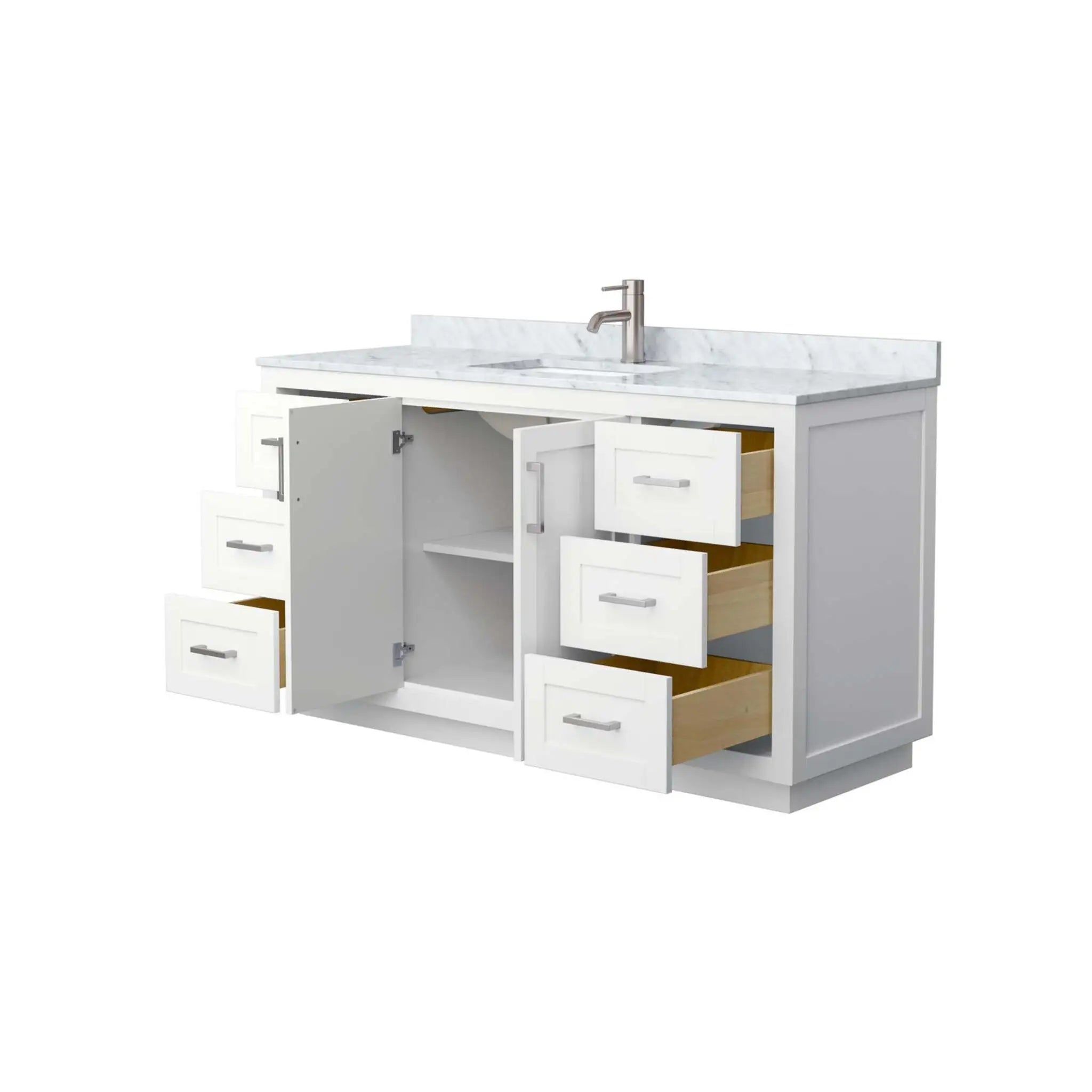 60" Miranda Single Bathroom Vanity in White with Brushed Nickel Trim by Wyndham