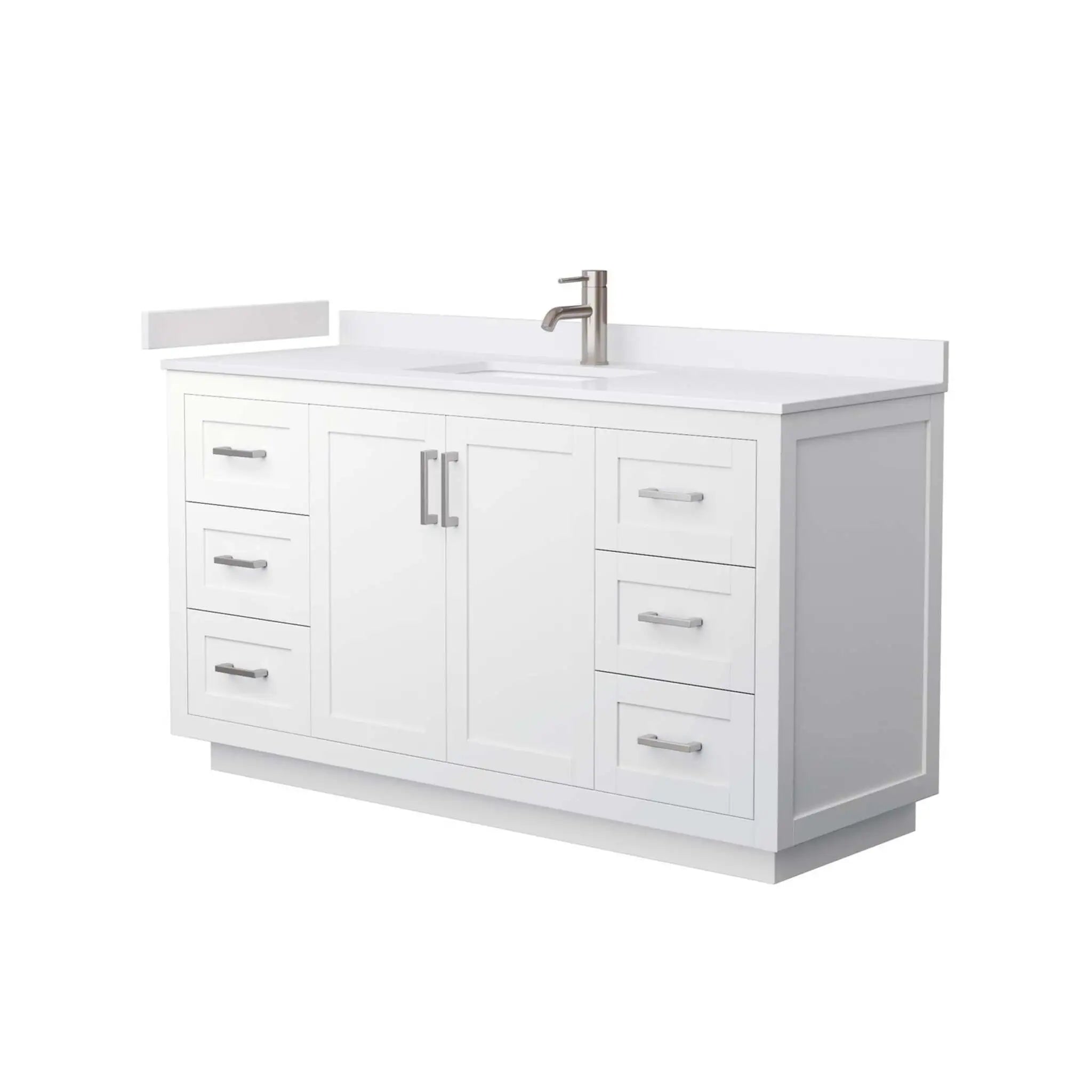 60" Miranda Single Bathroom Vanity in White with Brushed Nickel Trim by Wyndham