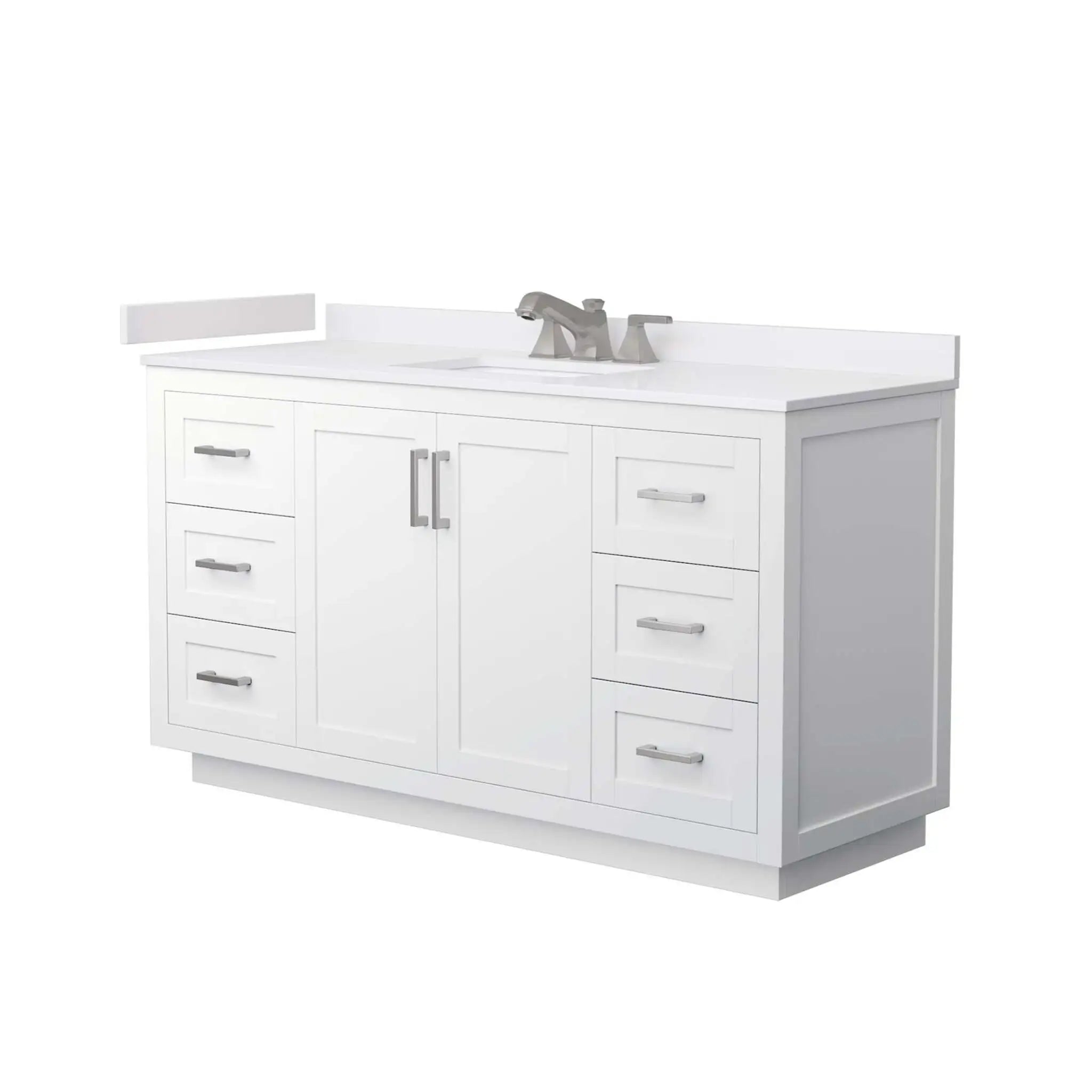 60" Miranda Single Bathroom Vanity in White with Brushed Nickel Trim by Wyndham
