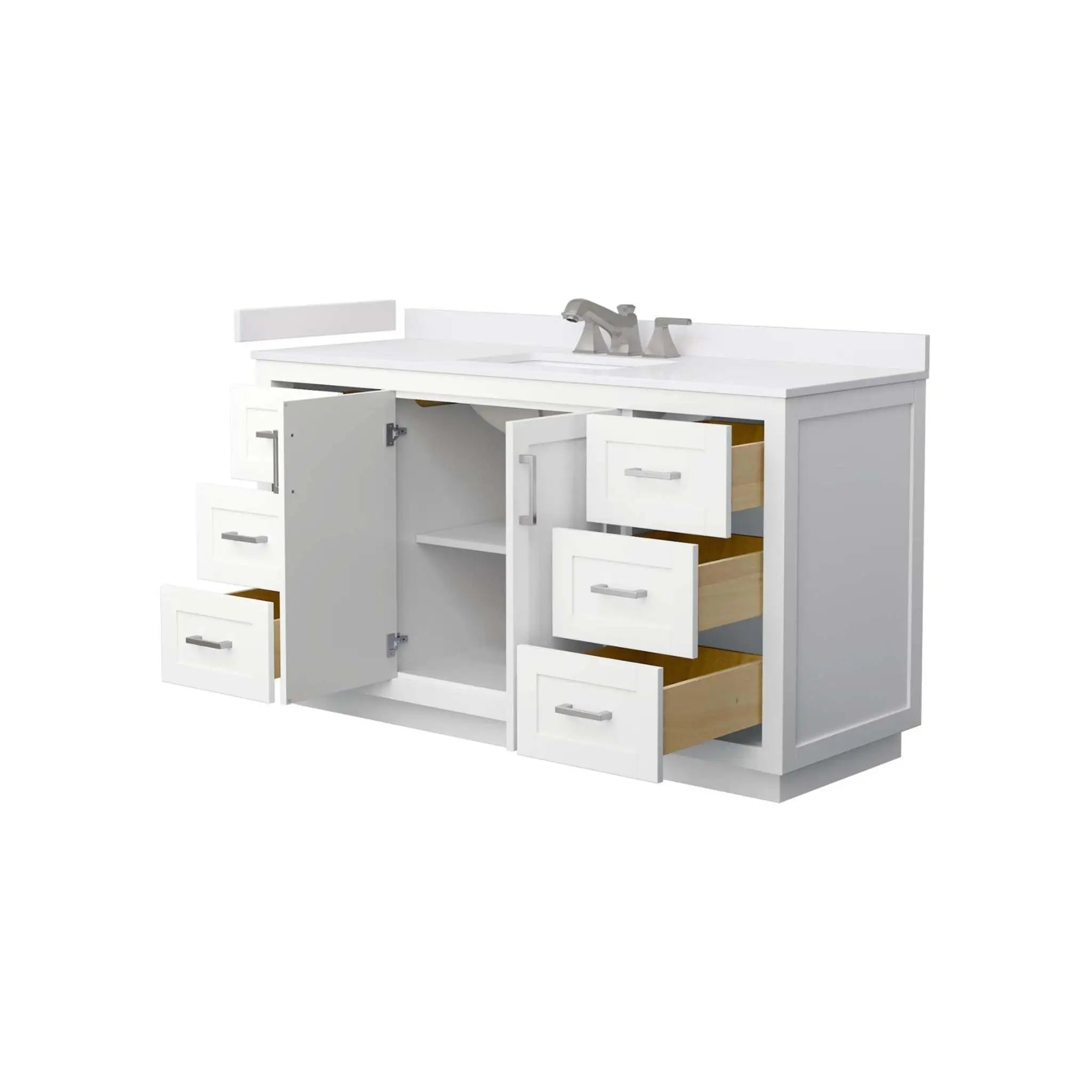 60" Miranda Single Bathroom Vanity in White with Brushed Nickel Trim by Wyndham