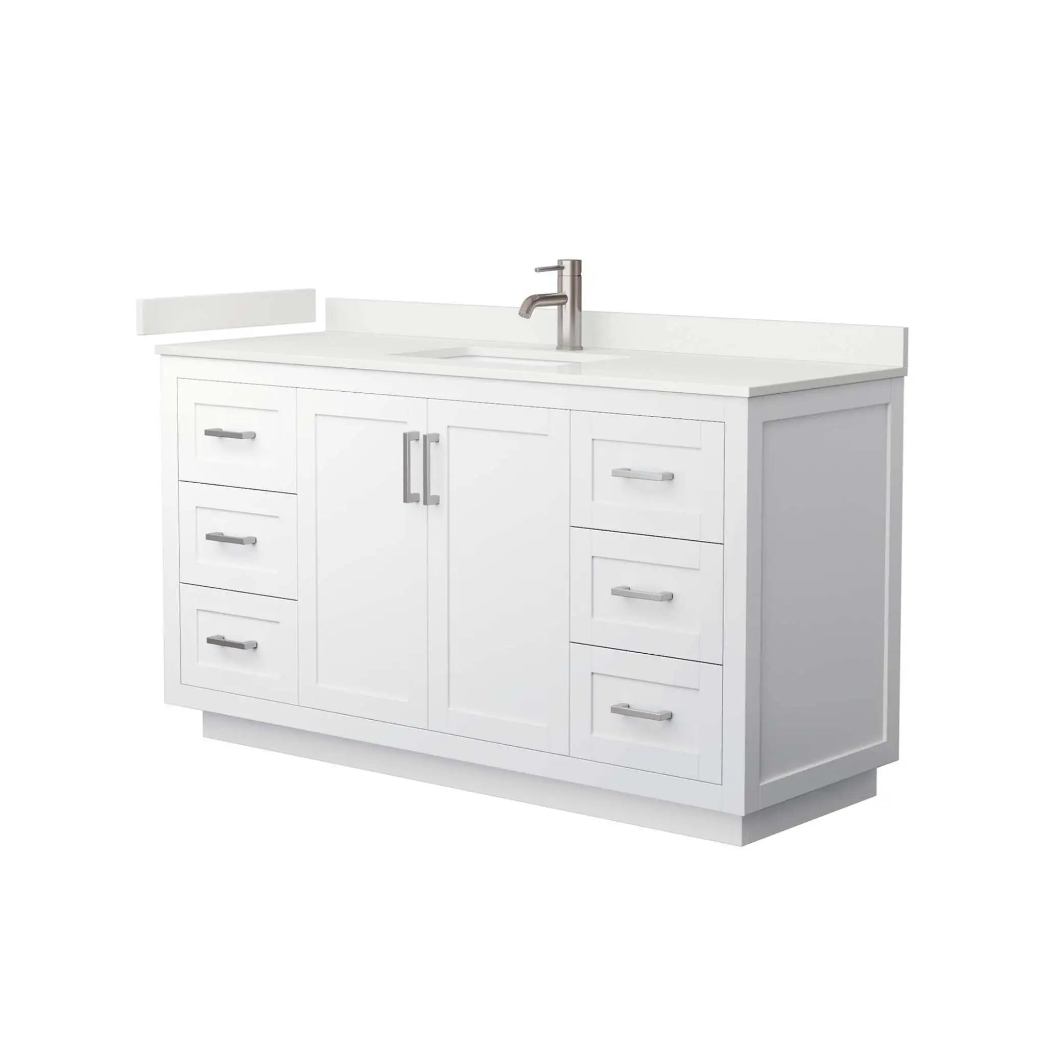 60" Miranda Single Bathroom Vanity in White with Brushed Nickel Trim by Wyndham