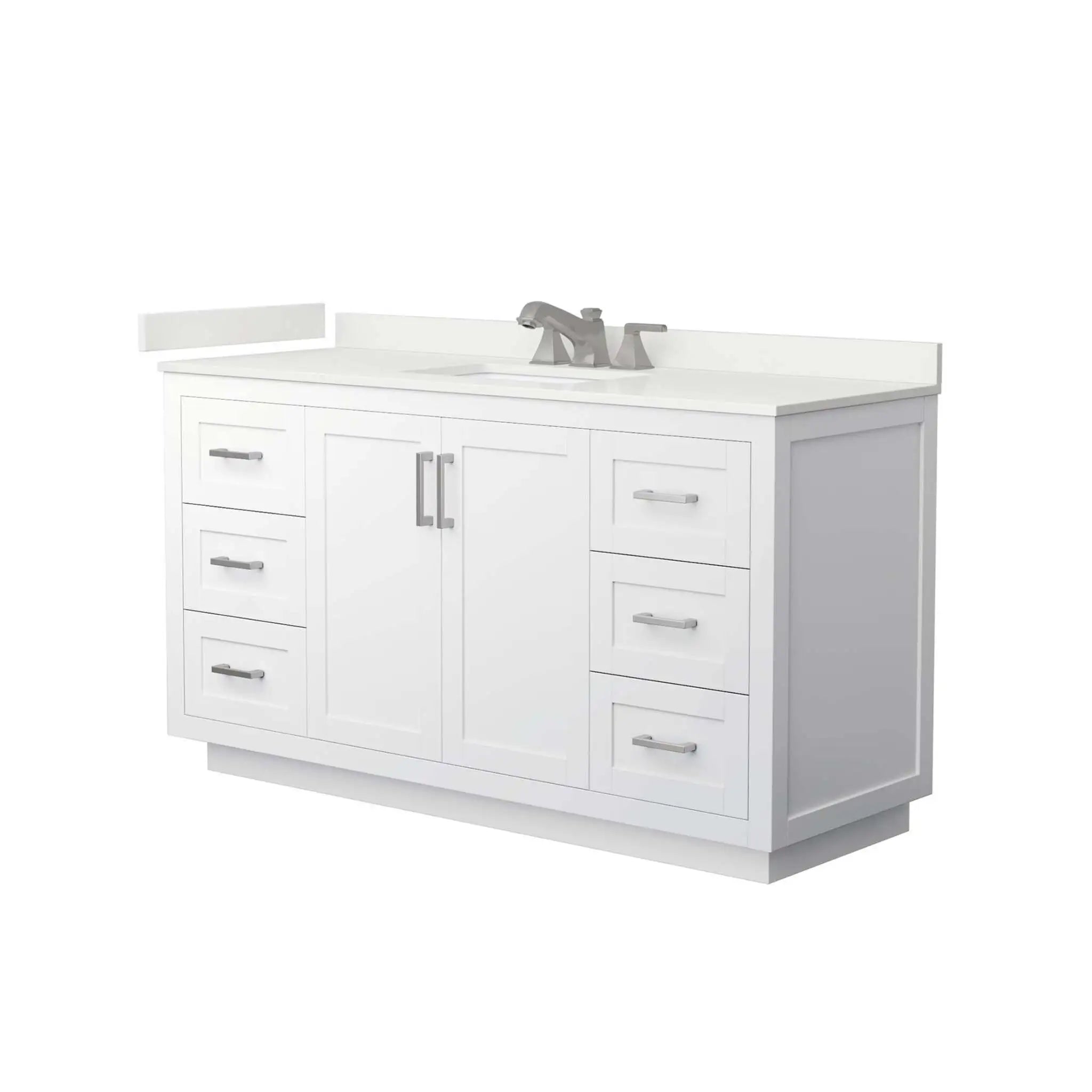 60" Miranda Single Bathroom Vanity in White with Brushed Nickel Trim by Wyndham