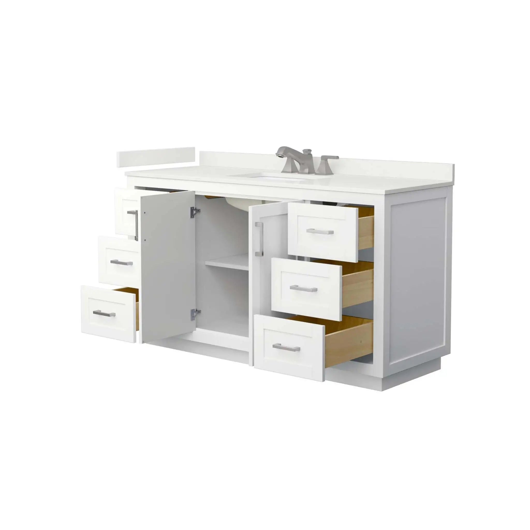 60" Miranda Single Bathroom Vanity in White with Brushed Nickel Trim by Wyndham