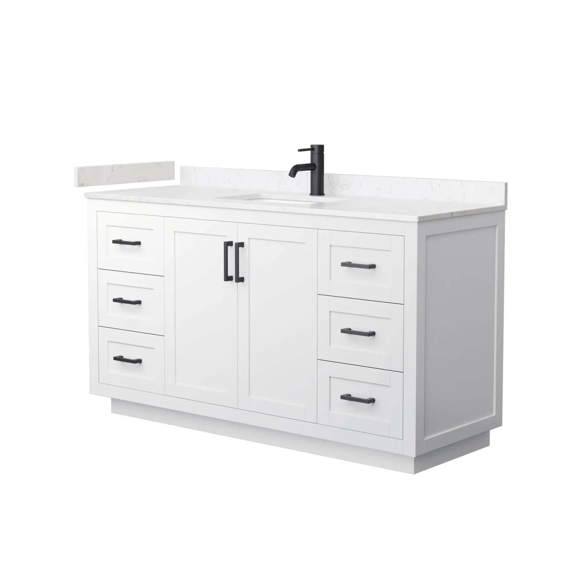 60" Miranda Single Bathroom Vanity in White with Matte Black Trim by Wyndham