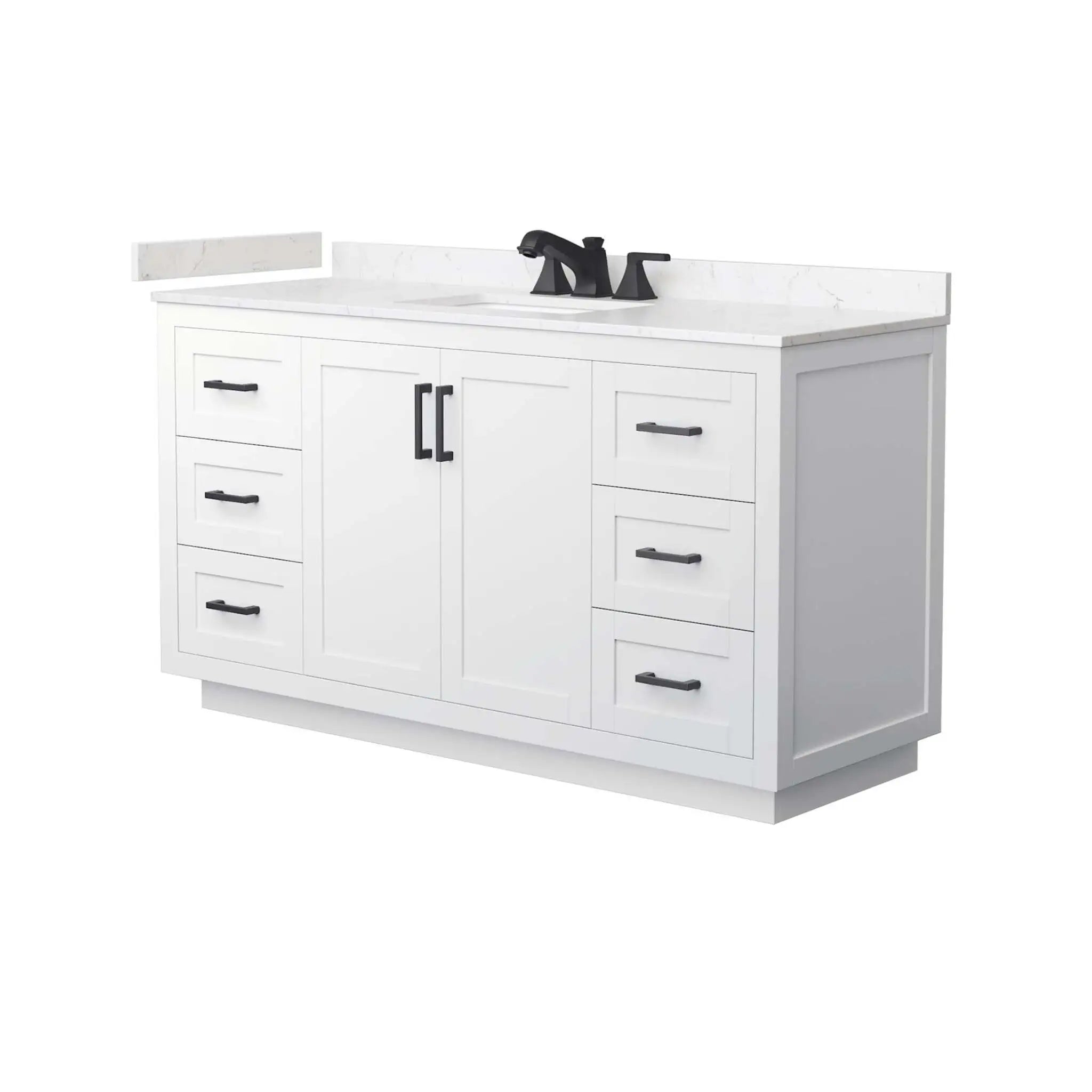 60" Miranda Single Bathroom Vanity in White with Matte Black Trim by Wyndham