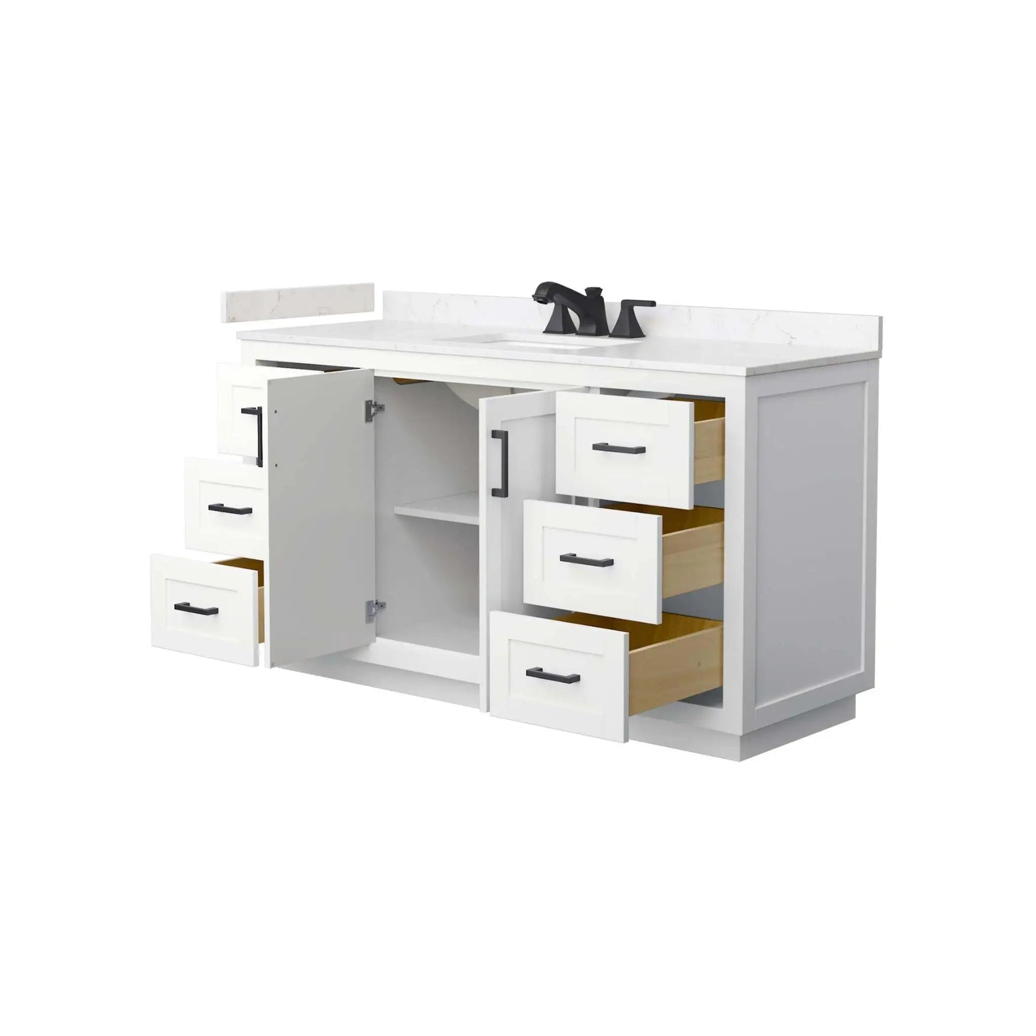 60" Miranda Single Bathroom Vanity in White with Matte Black Trim by Wyndham