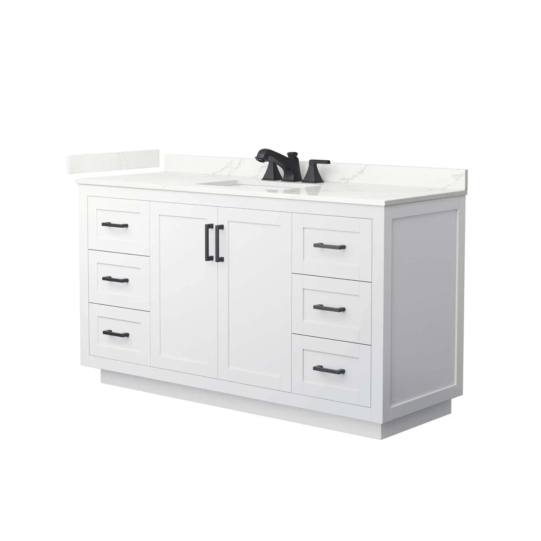 60" Miranda Single Bathroom Vanity in White with Matte Black Trim by Wyndham