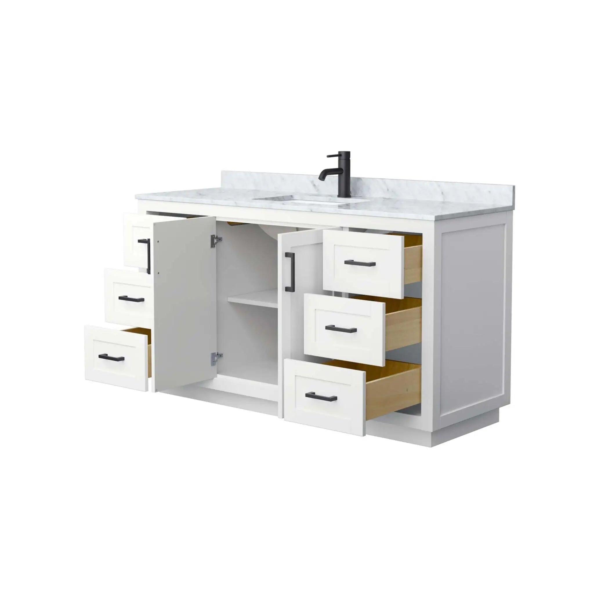 60" Miranda Single Bathroom Vanity in White with Matte Black Trim by Wyndham
