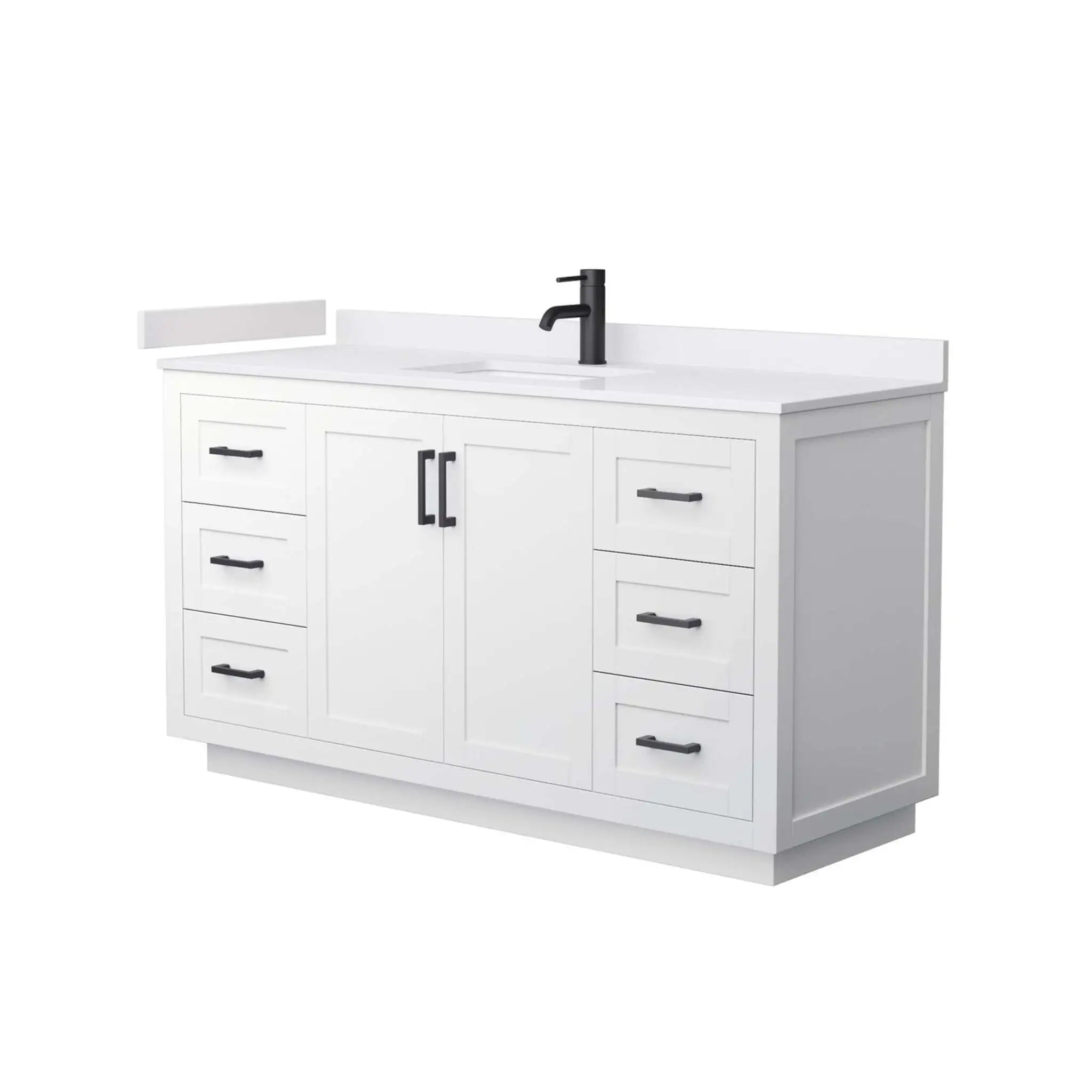 60" Miranda Single Bathroom Vanity in White with Matte Black Trim by Wyndham