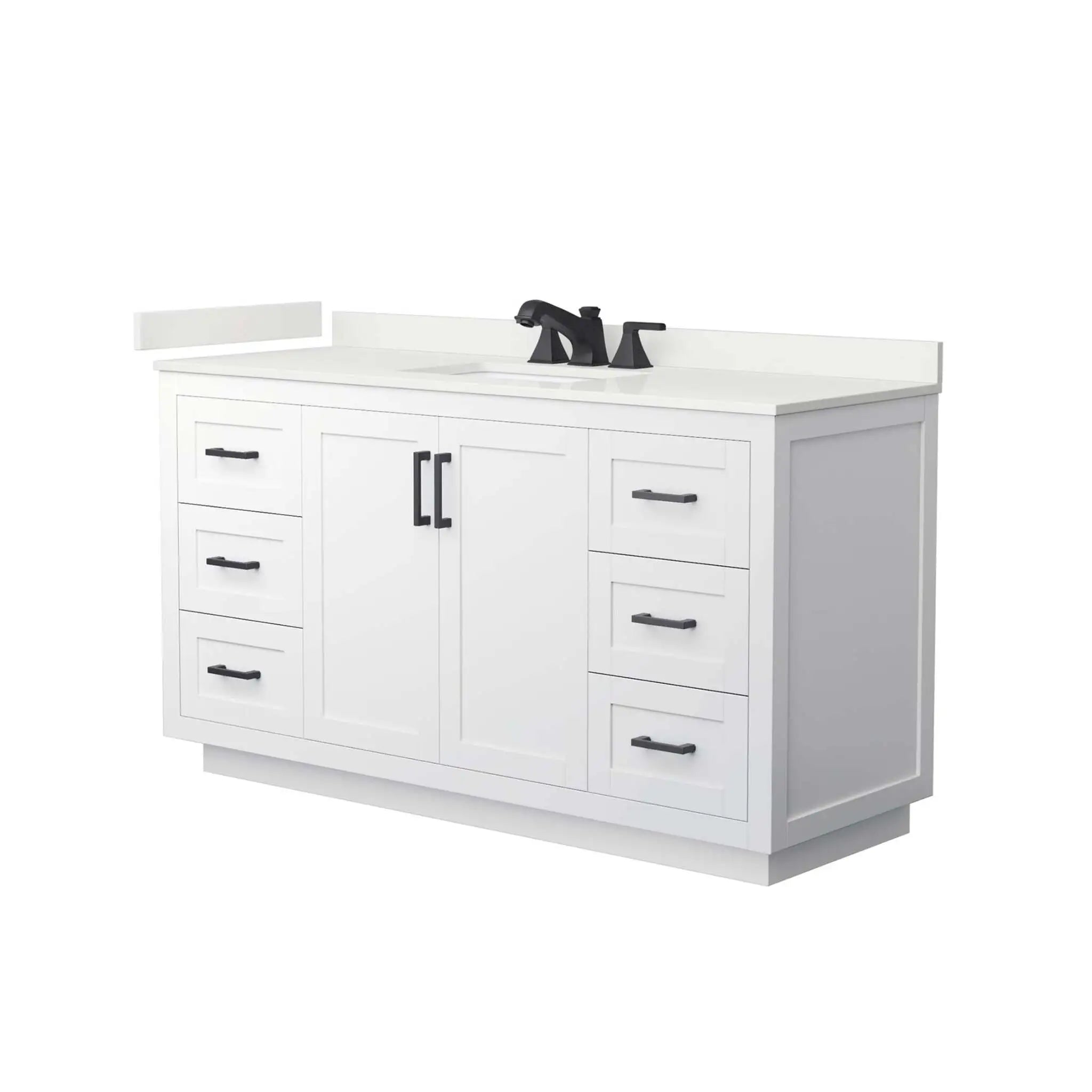 60" Miranda Single Bathroom Vanity in White with Matte Black Trim by Wyndham
