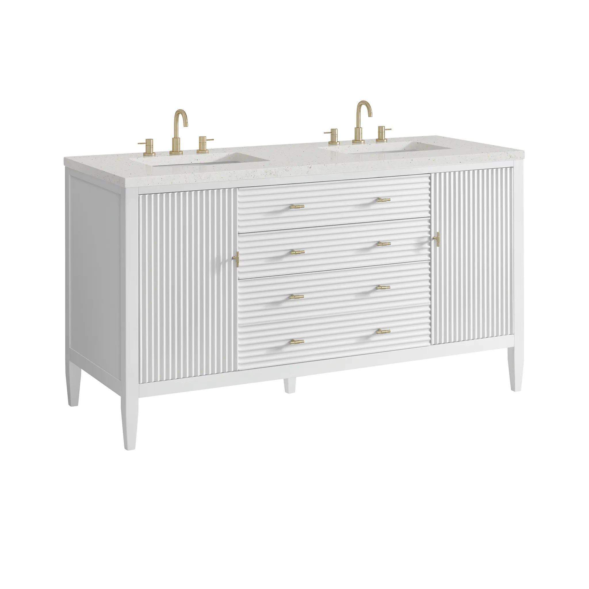 60" Myrrin Double Vanity in Bright White-Lime Delight Silestone-8" Widespread image 9
