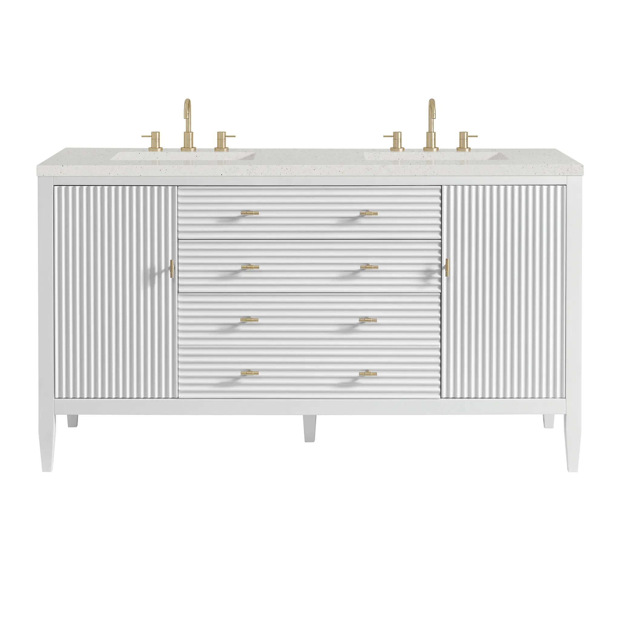 60" Myrrin Double Vanity in Bright White-Lime Delight Silestone-8" Widespread image