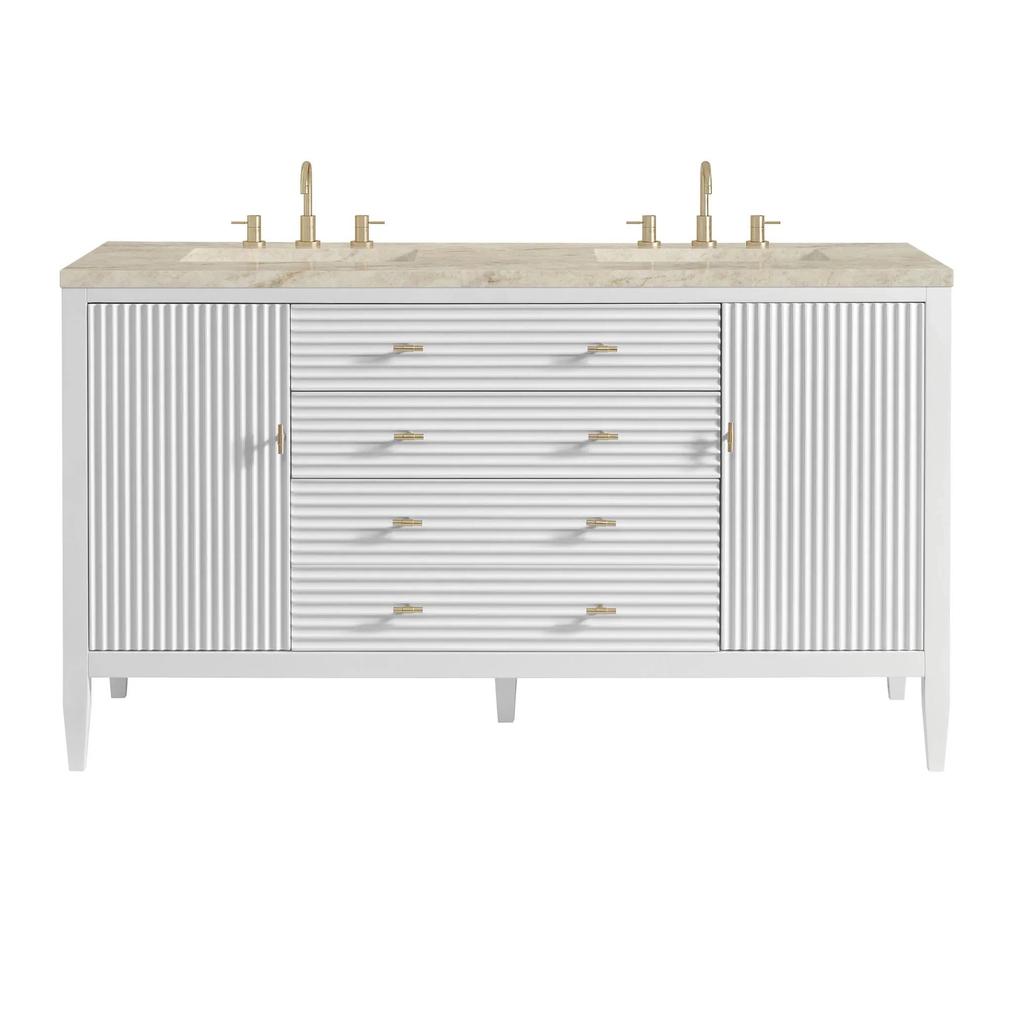 60" Myrrin Double Vanity in Bright White by James Martin Vanities