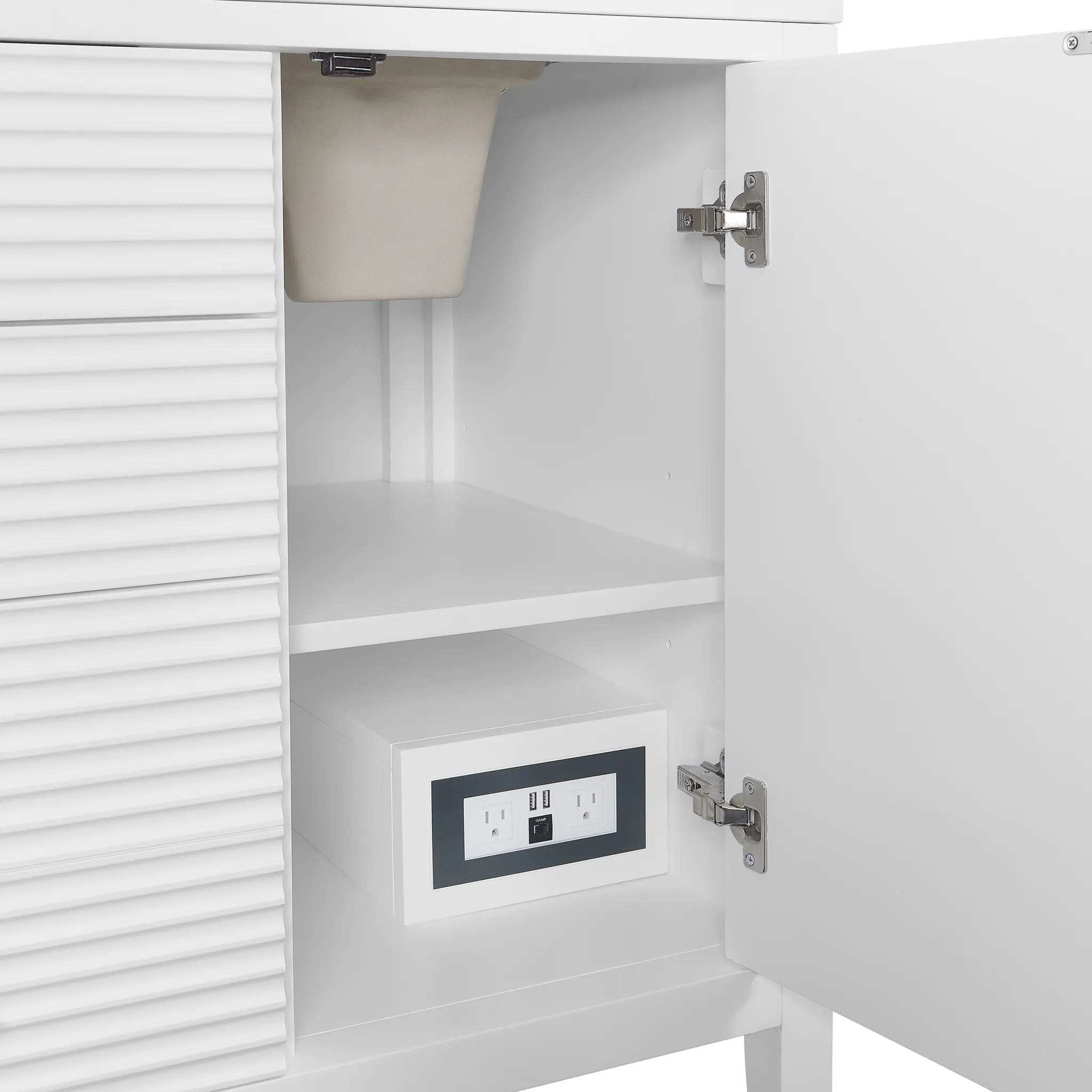 60" Myrrin Double Vanity in Bright White w/FreePower Wireless Charger-Parisien Bleu Silestone-8" Widespread image 13