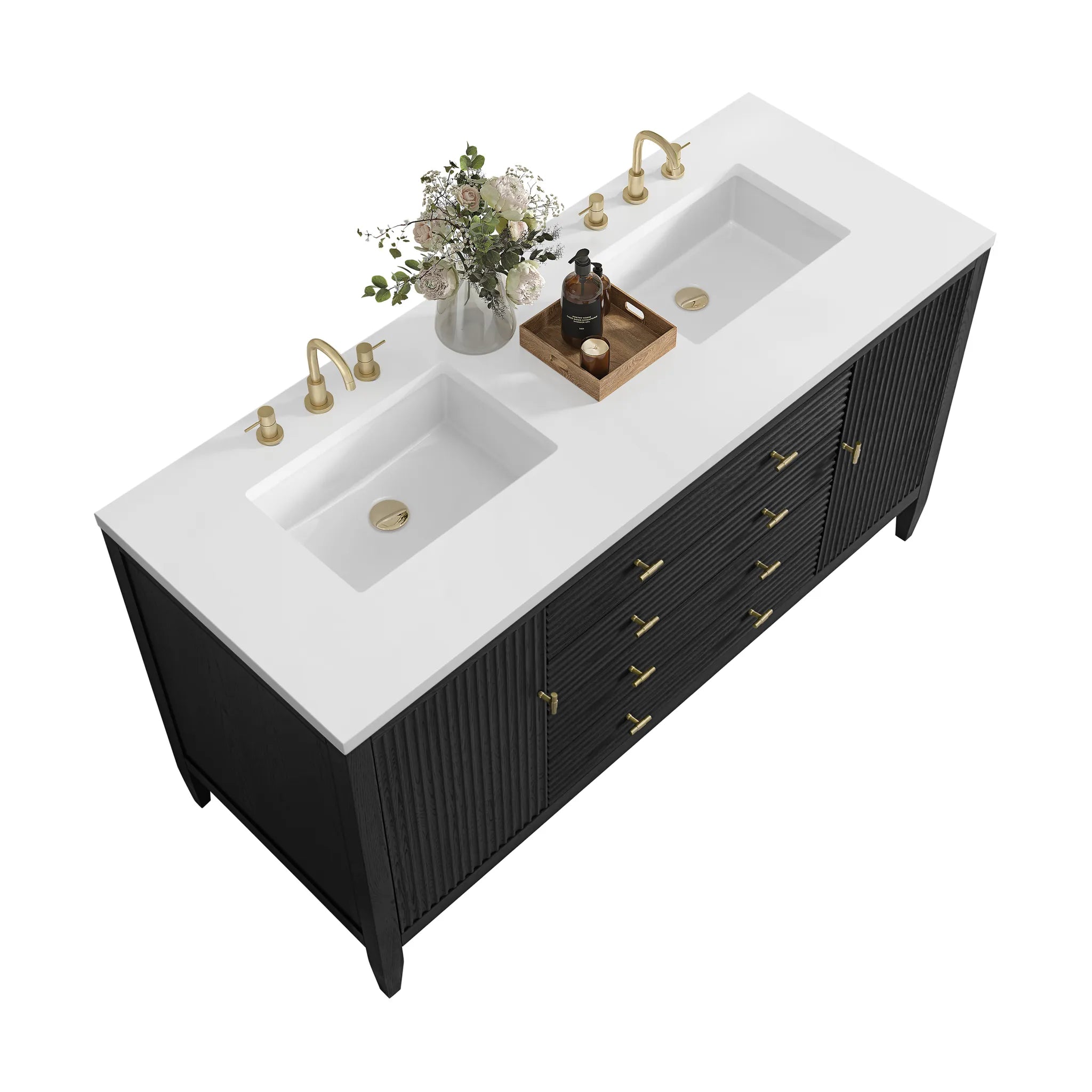 60" Myrrin Double Vanity in Carbon Oak-Cabinet Only-Not Available image 7
