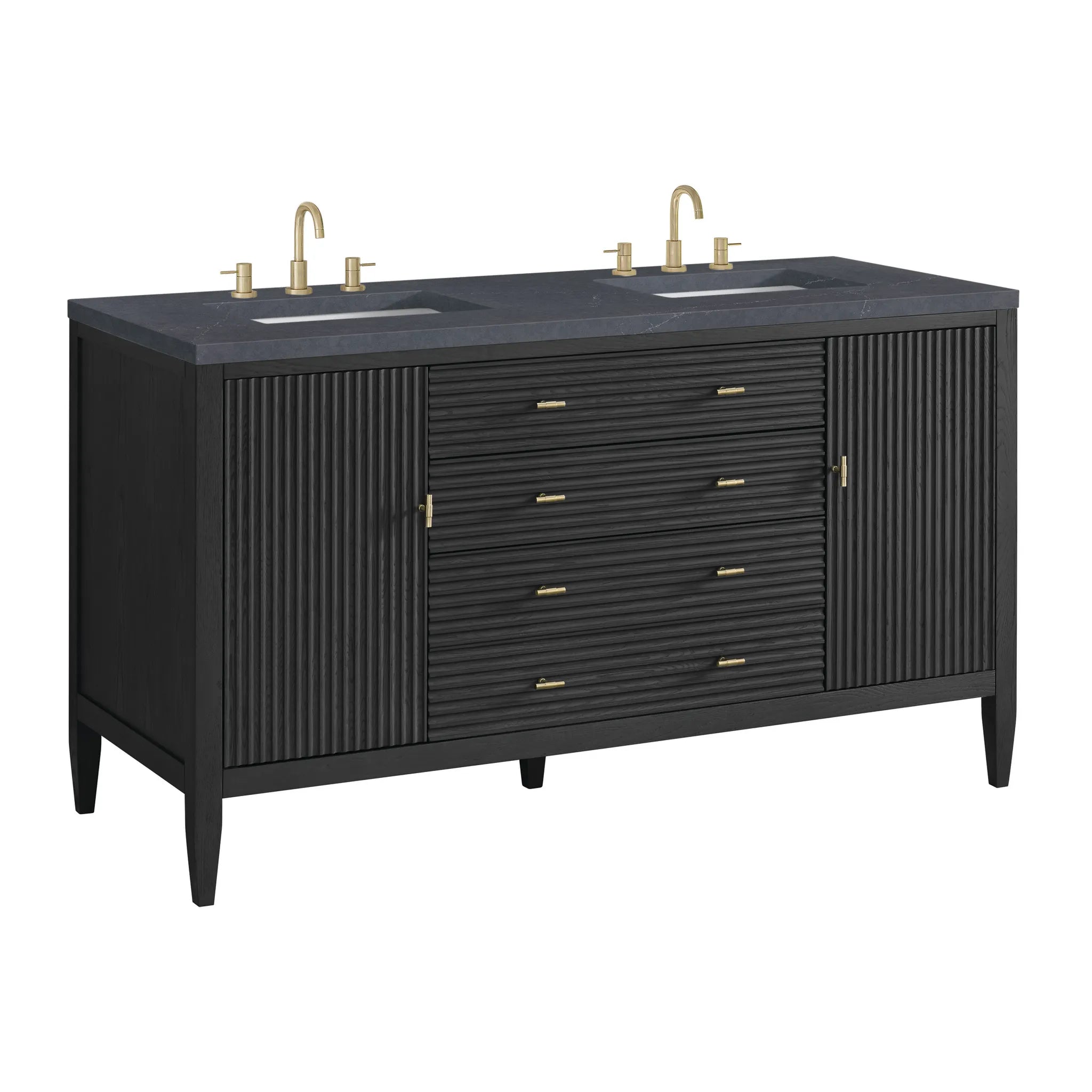 60" Myrrin Double Vanity in Carbon Oak-Charcoal Soapstone Silestone-8" Widespread image 9