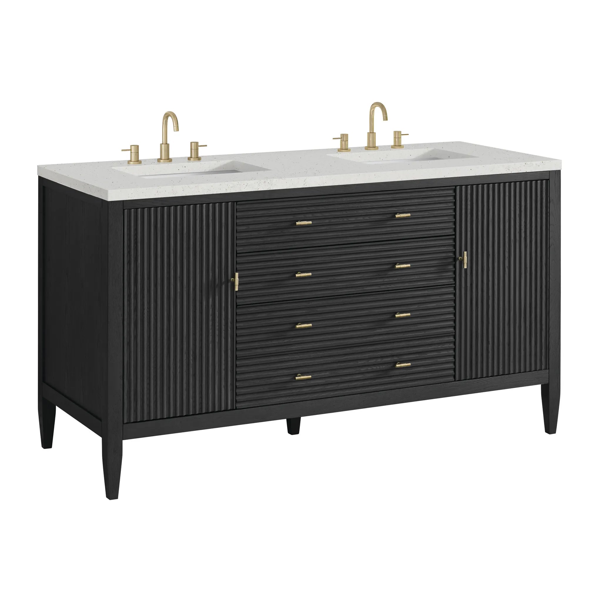 60" Myrrin Double Vanity in Carbon Oak-Lime Delight Silestone-8" Widespread image 9