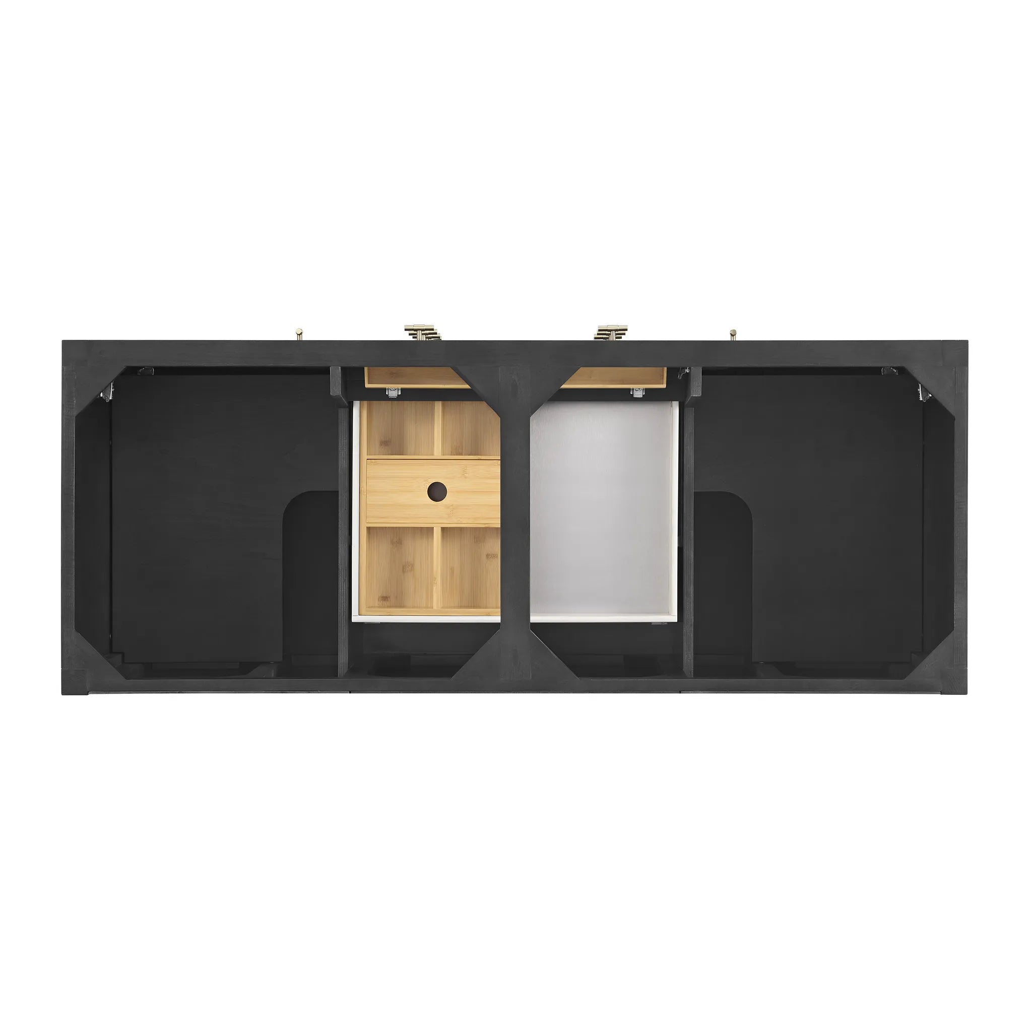 60" Myrrin Double Vanity in Carbon Oak-White Zeus Silestone-8" Widespread image 5