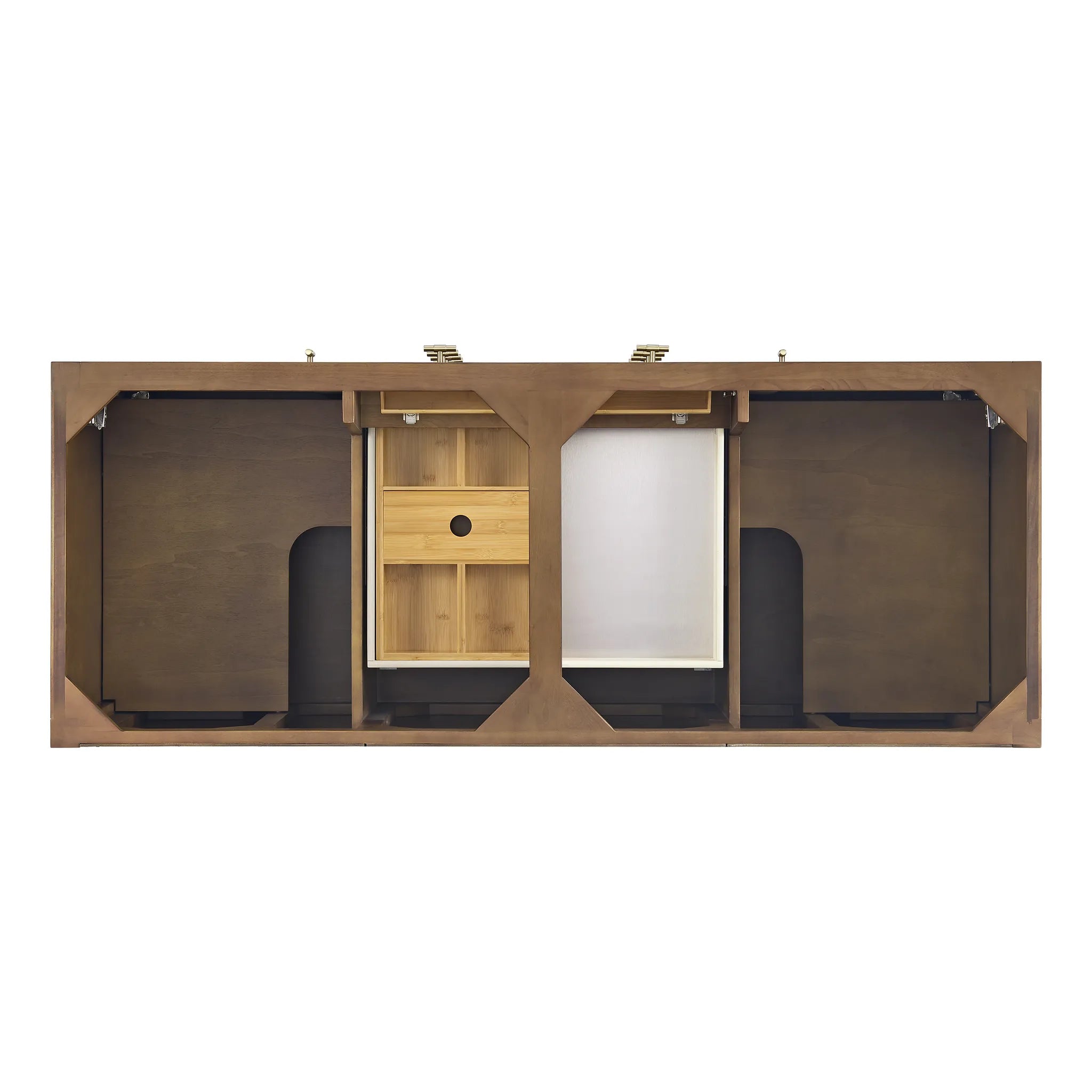 60" Myrrin Double Vanity in Mid Century Walnut-Parisien Bleu Silestone-8" Widespread image 5