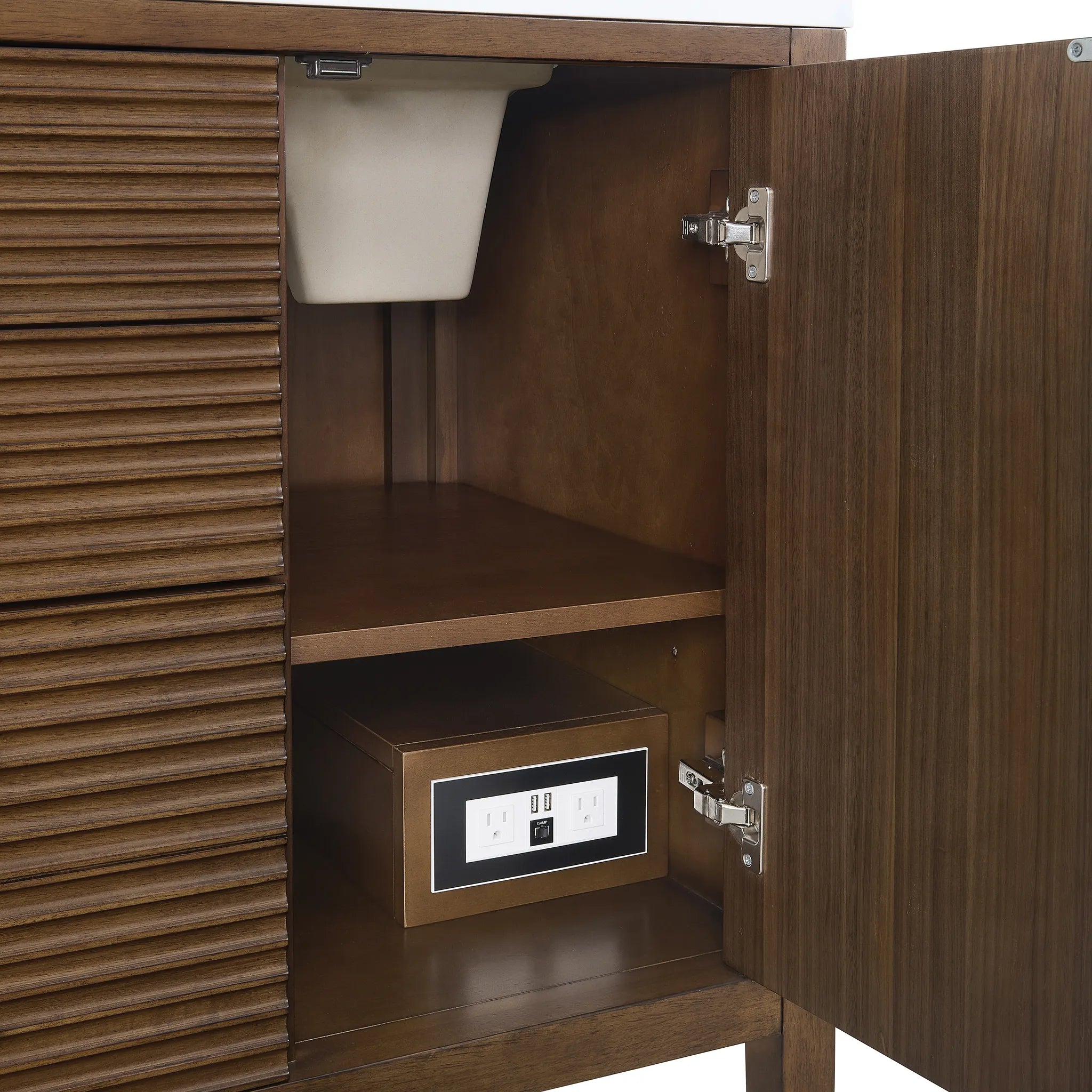 60" Myrrin Double Vanity in Mid Century Walnut w/FreePower Wireless Charger-Cabinet Only-Not Available image 12