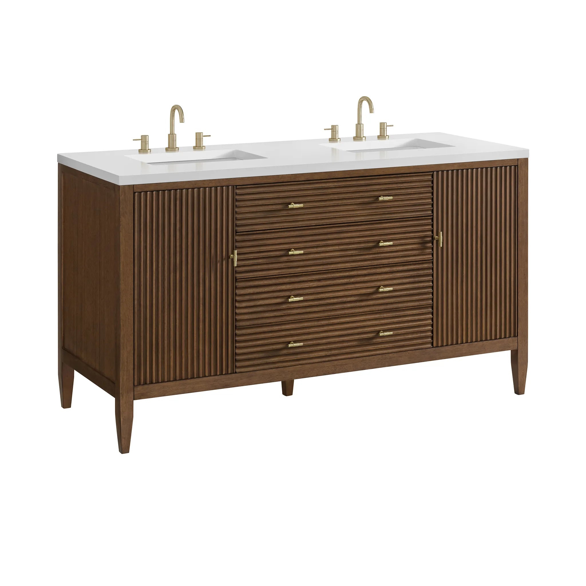 60" Myrrin Double Vanity in Mid Century Walnut-White Zeus Silestone-8" Widespread image 11