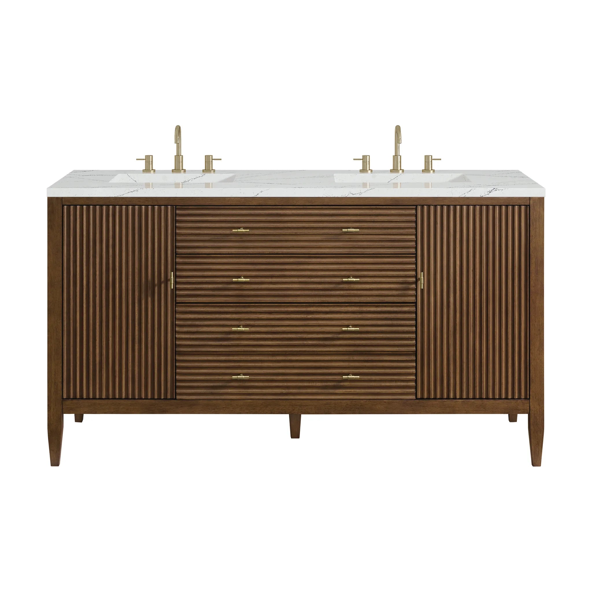 60" Myrrin Double Vanity in Mid Century Walnut Wireless Charger-Ethereal Noctis Silestone-8" Widespread image
