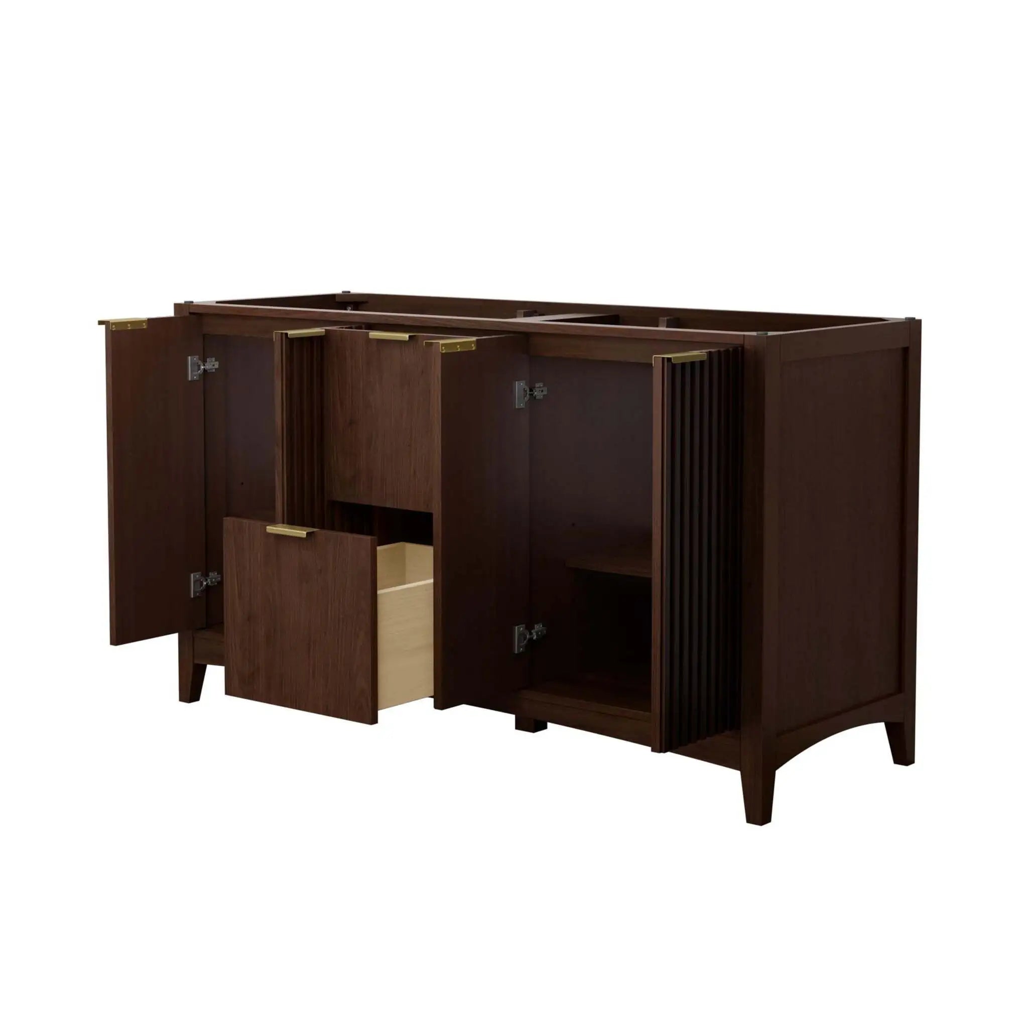 60" Palmilla Double Bathroom Vanity in Dark Walnut with Brushed Gold Trim by Wyndham