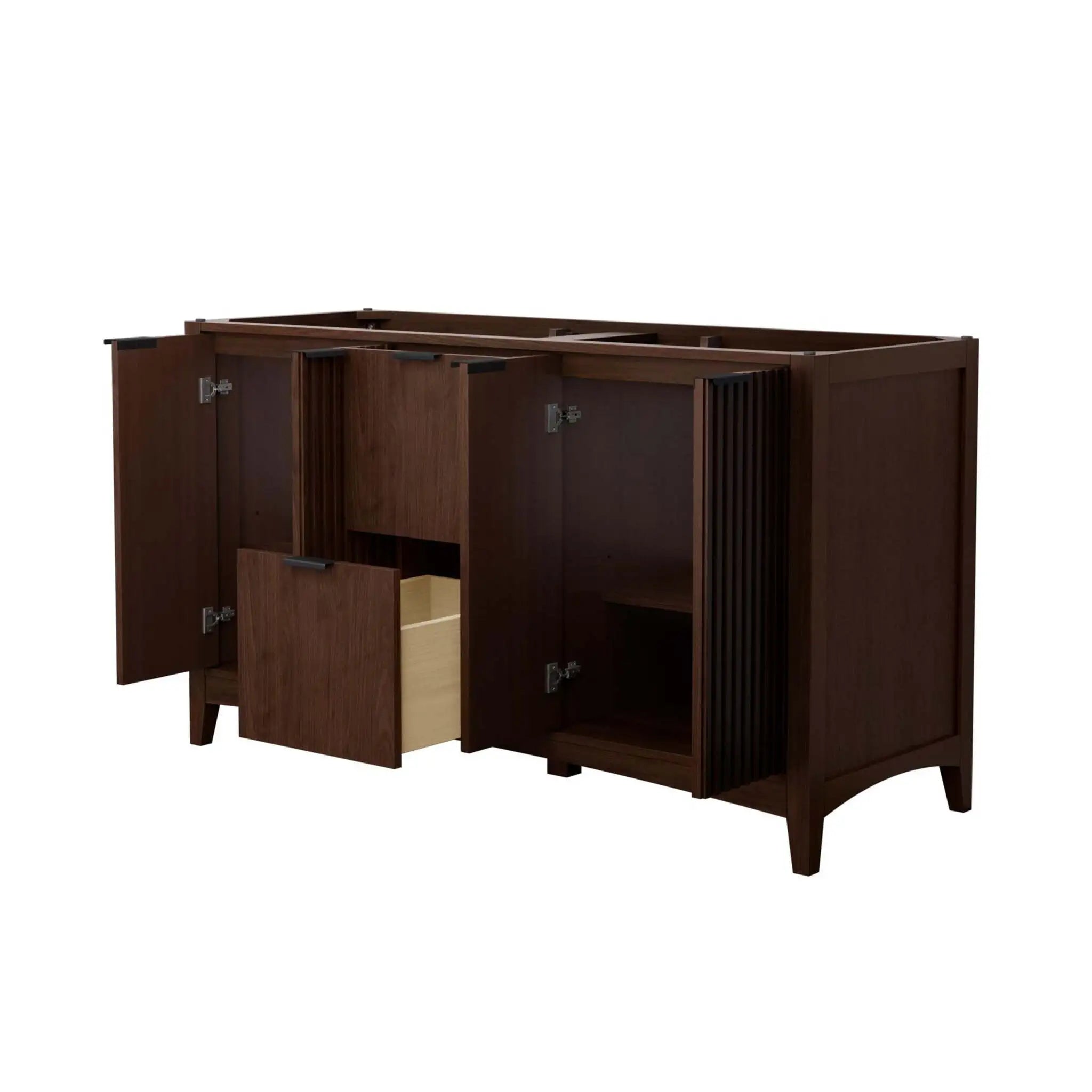 60" Palmilla Double Bathroom Vanity in Dark Walnut with Matte Black Trim by Wyndham