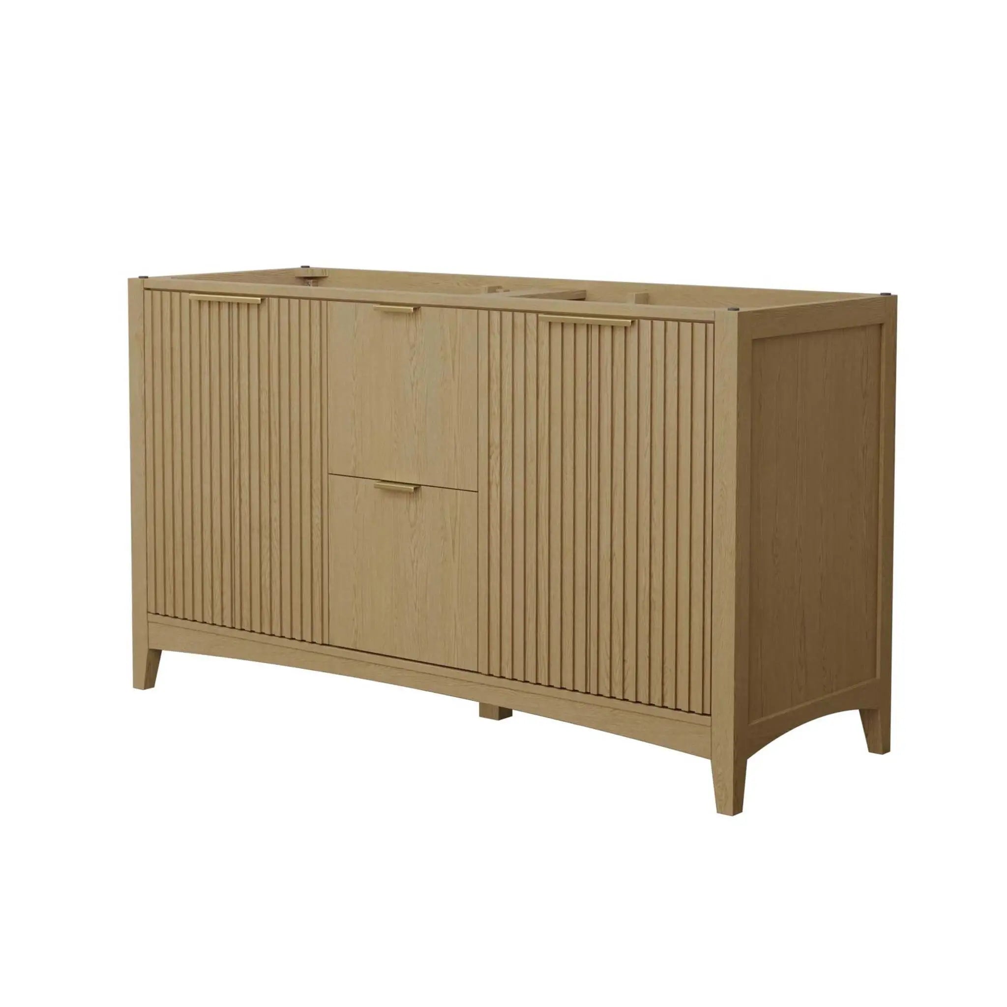 60" Palmilla Double Bathroom Vanity in Natural Oak with Brushed Gold Trim by Wyndham