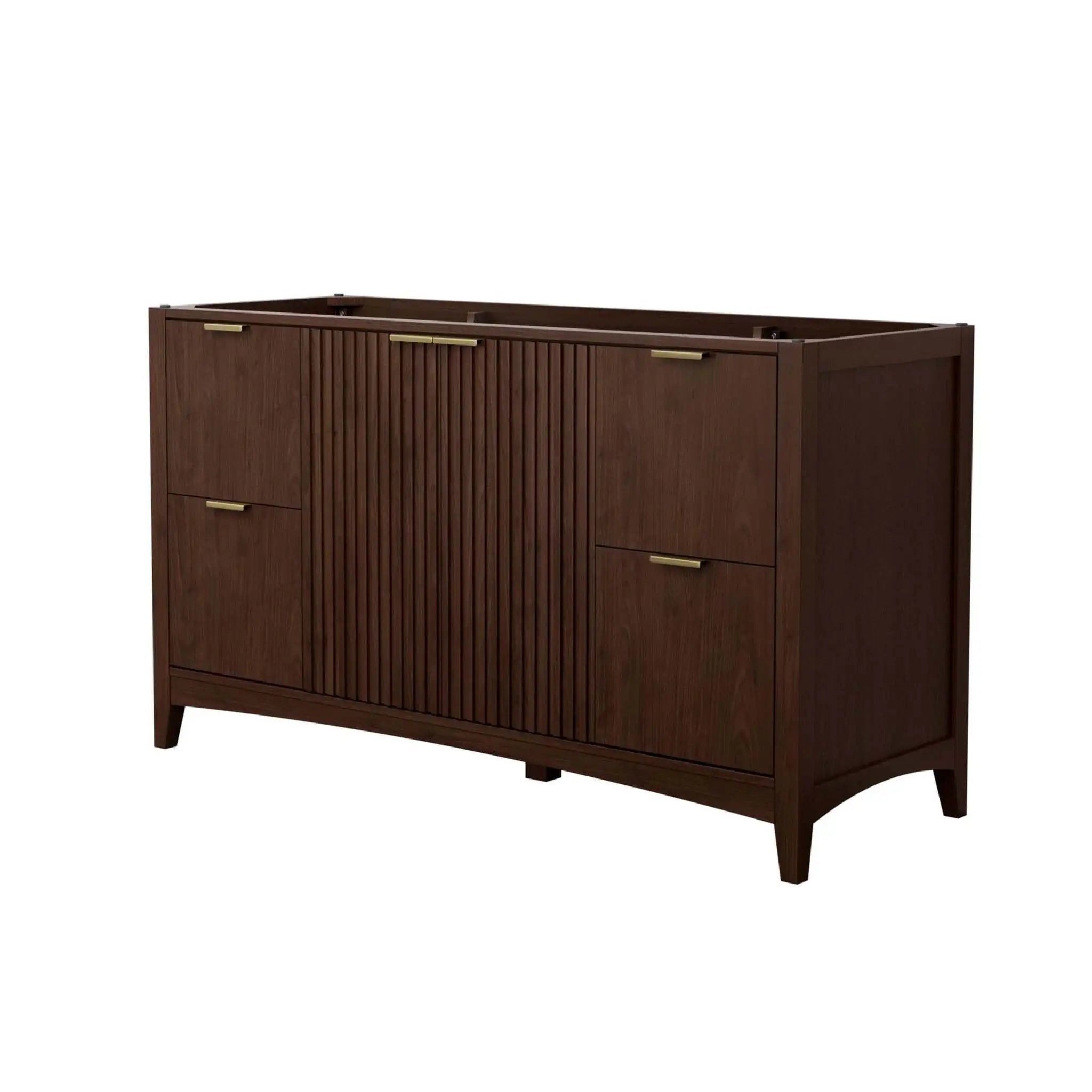60" Palmilla Single Bathroom Vanity in Dark Walnut with Brushed Gold Trim by Wyndham