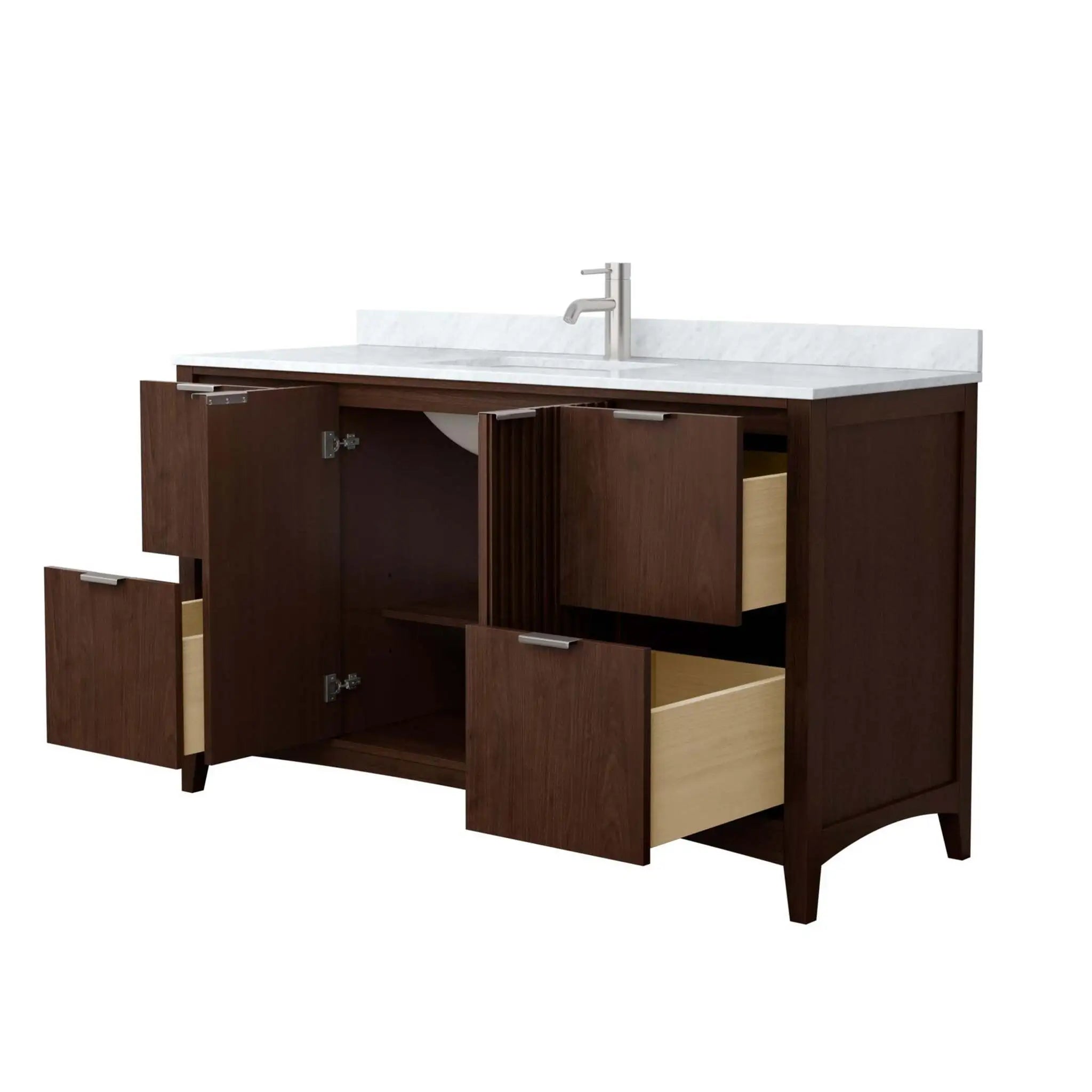 60" Palmilla Single Bathroom Vanity in Dark Walnut with Brushed Nickel Trim by Wyndham