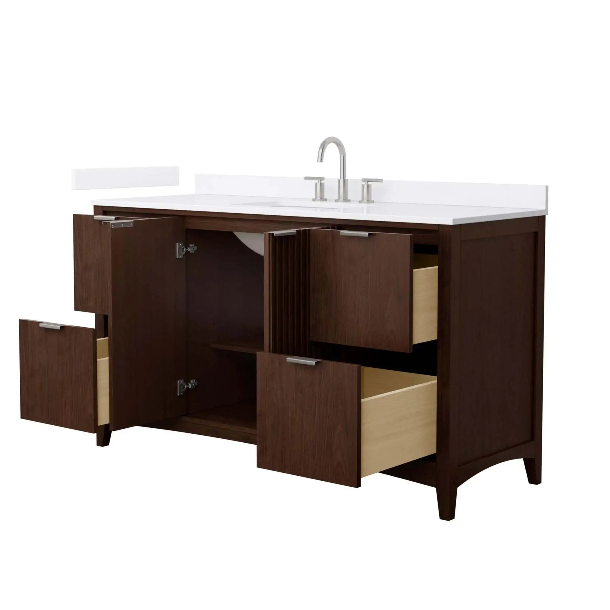 60" Palmilla Single Bathroom Vanity in Dark Walnut with Brushed Nickel Trim by Wyndham