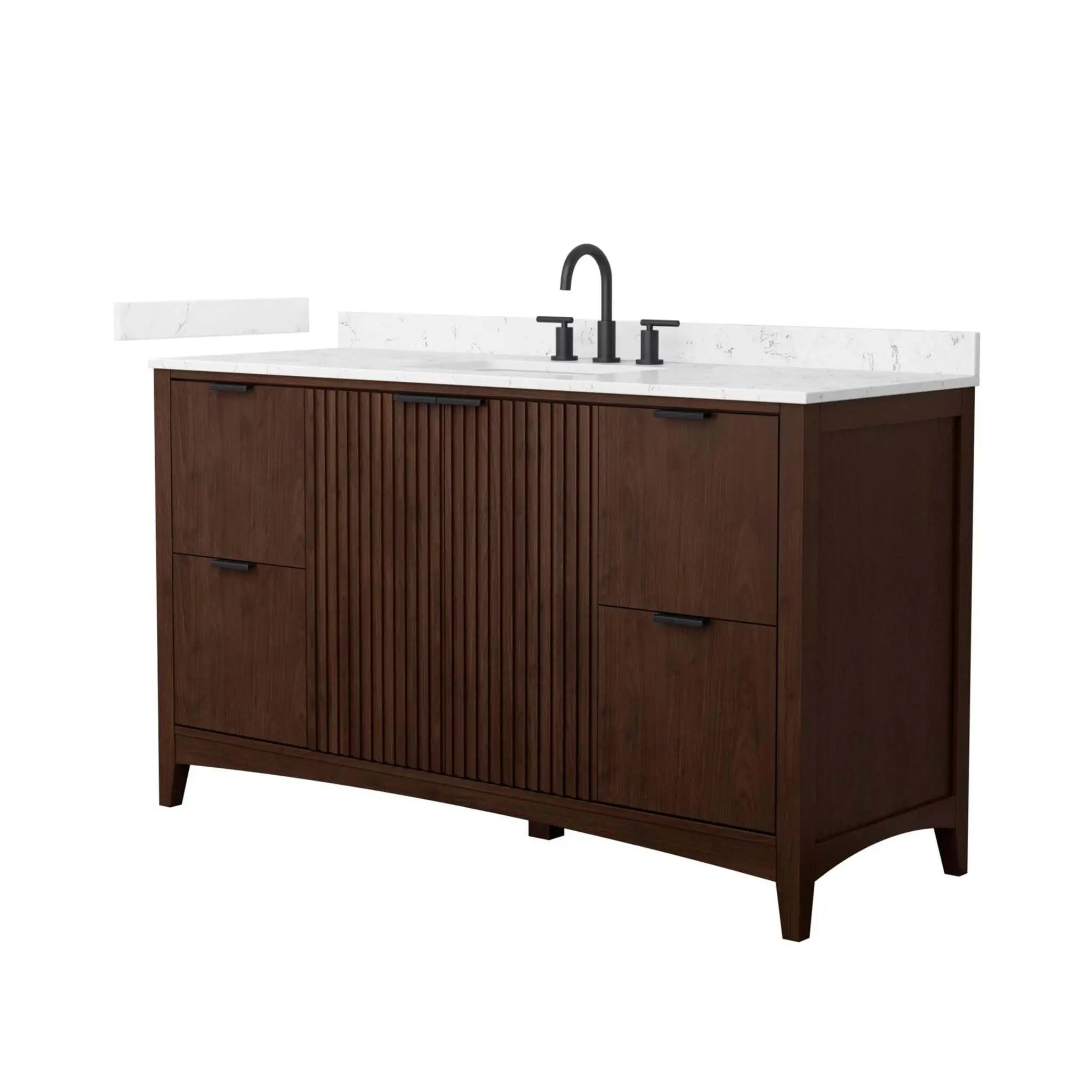 60" Palmilla Single Bathroom Vanity in Dark Walnut with Matte Black Trim by Wyndham