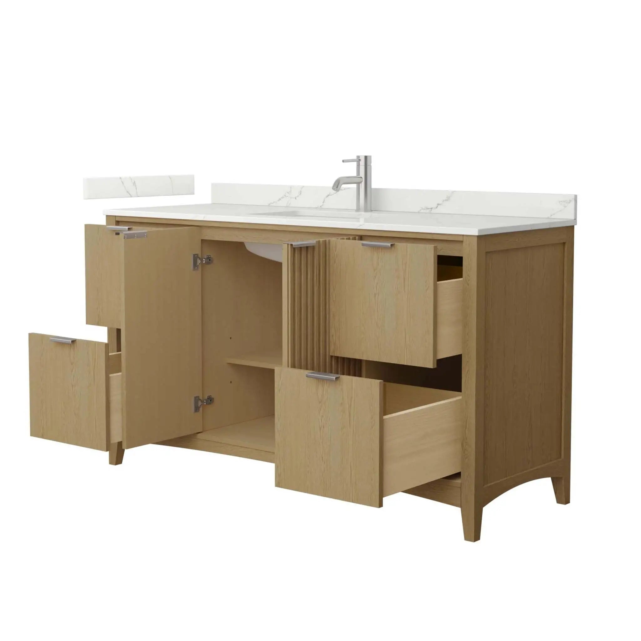 60" Palmilla Single Bathroom Vanity in Natural Oak with Brushed Nickel Trim by Wyndham