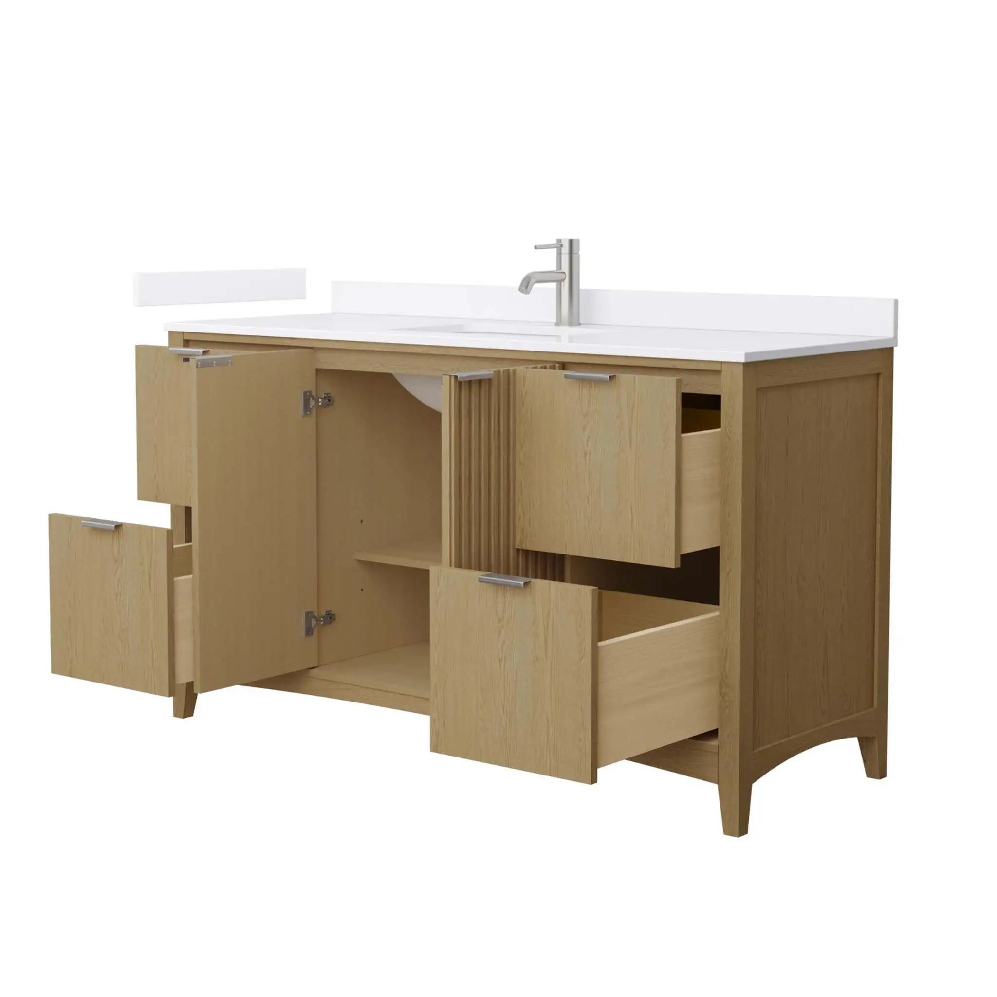 60" Palmilla Single Bathroom Vanity in Natural Oak with Brushed Nickel Trim by Wyndham