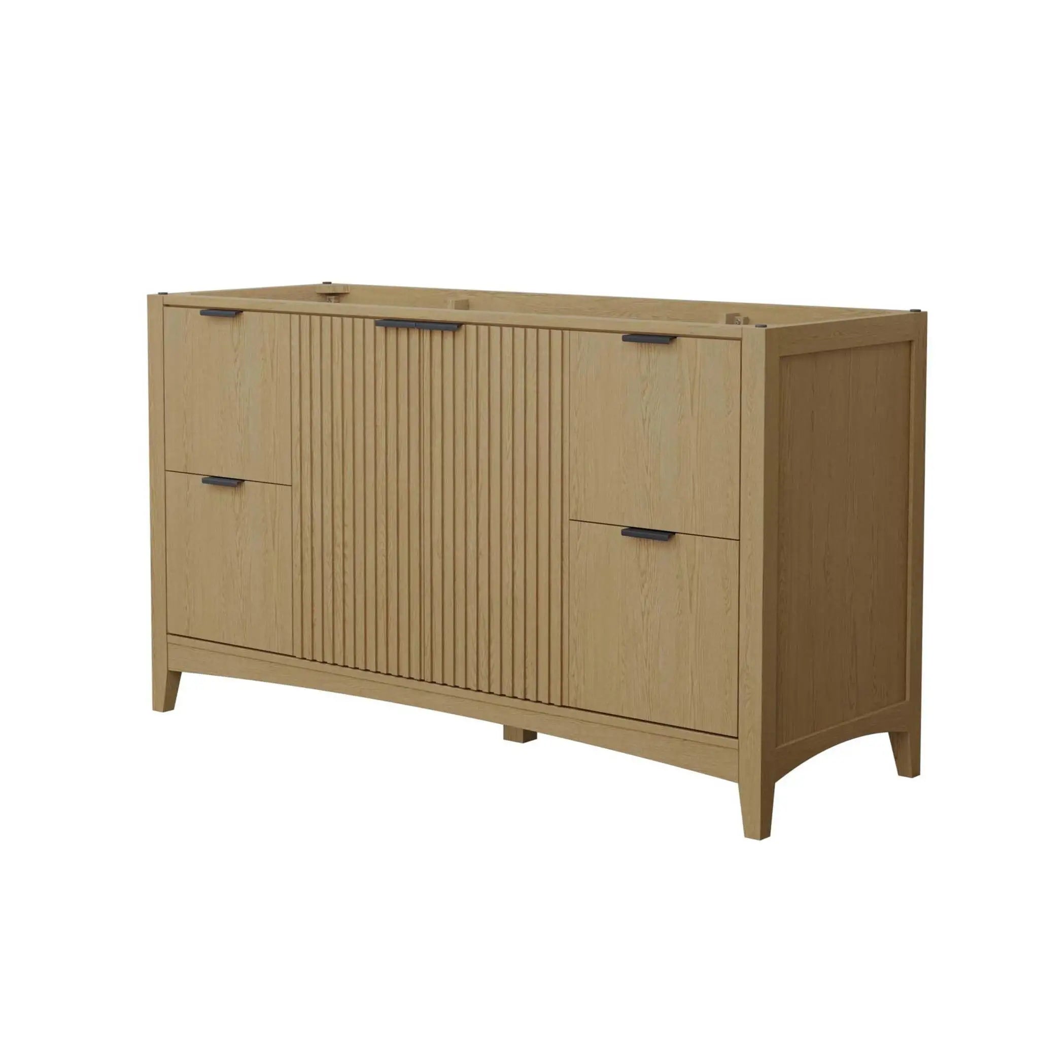 60" Palmilla Single Bathroom Vanity in Natural Oak with Matte Black Trim by Wyndham