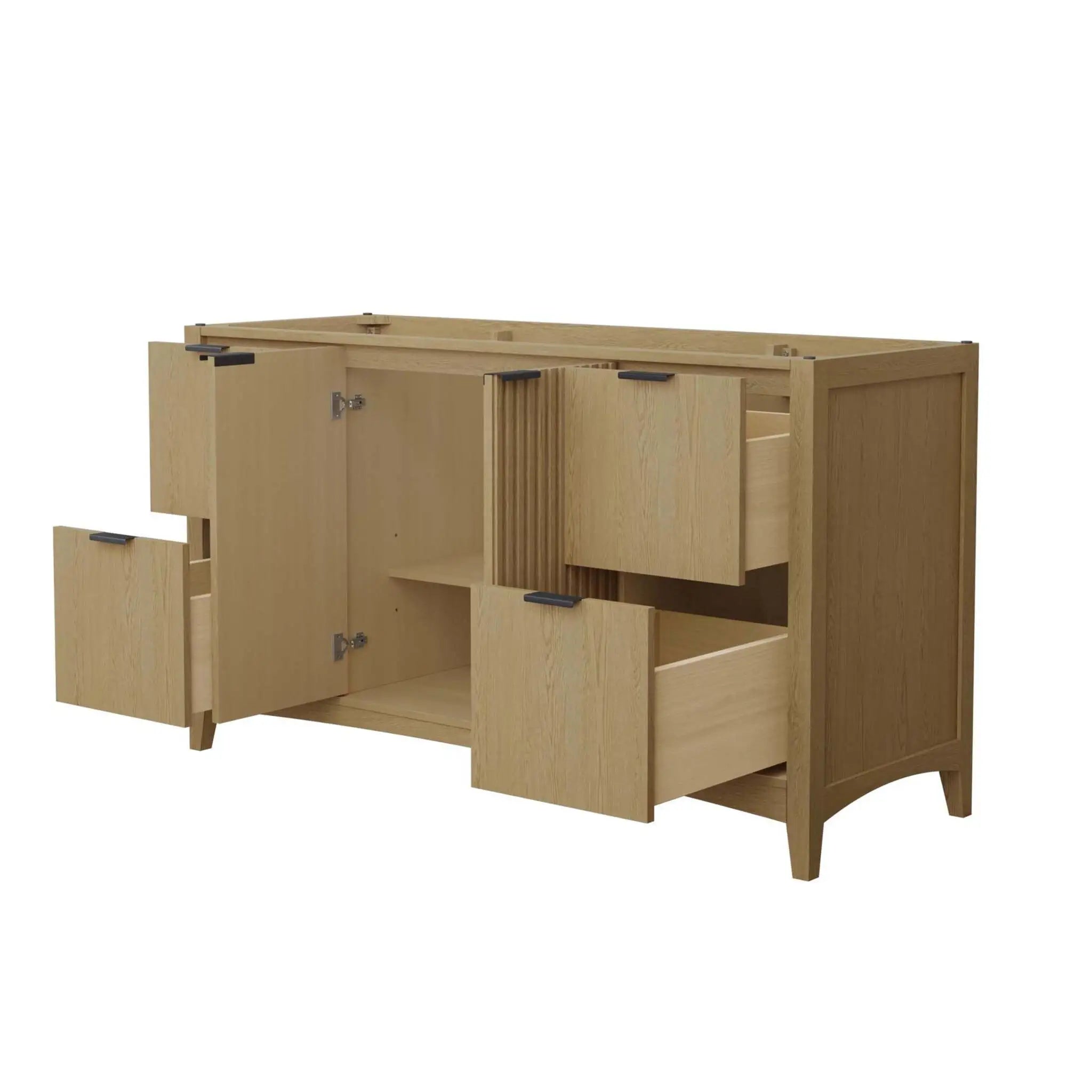 60" Palmilla Single Bathroom Vanity in Natural Oak with Matte Black Trim by Wyndham