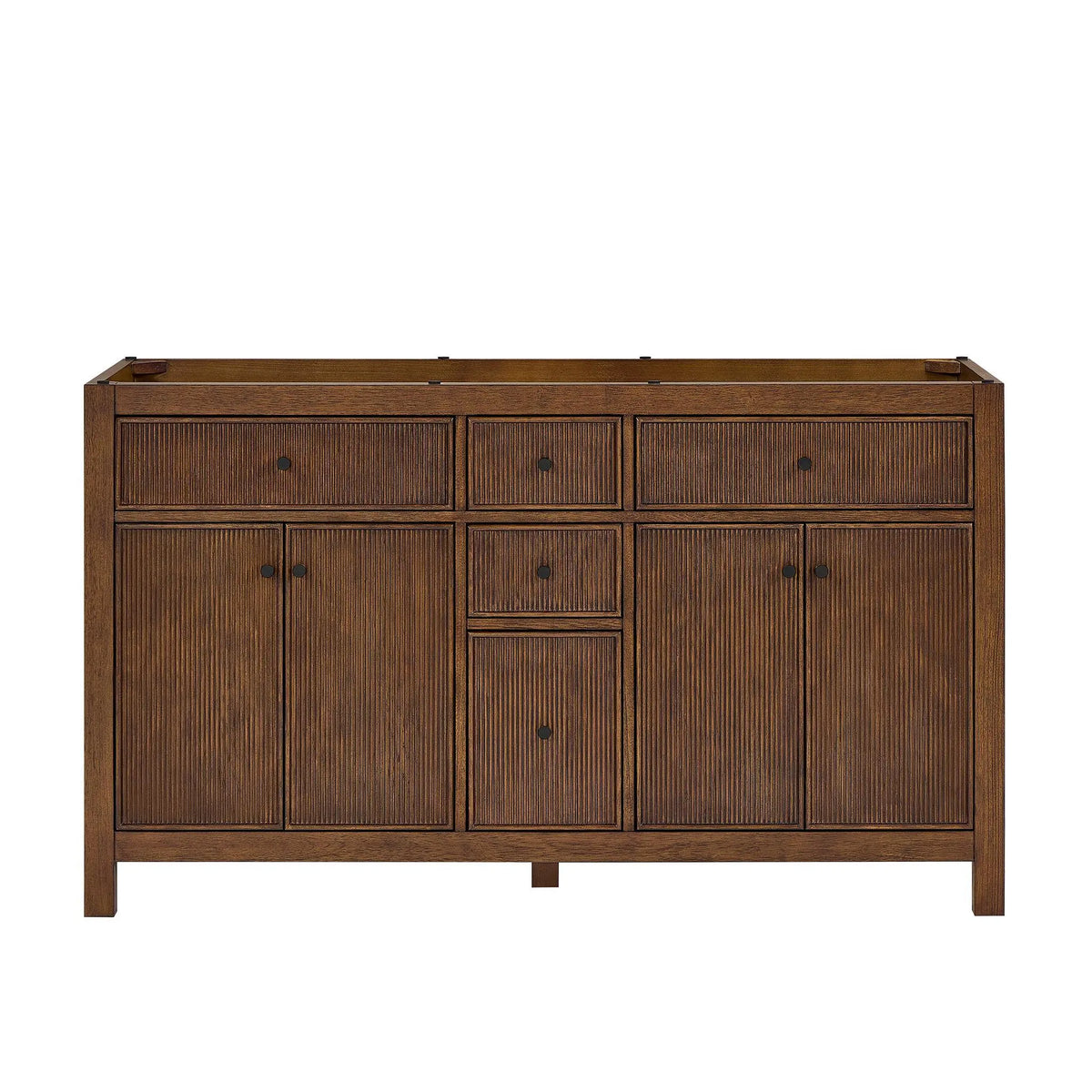60" Pendry Double Bathroom Vanity Dark Walnut Matte Black Trim by wyndham View 33