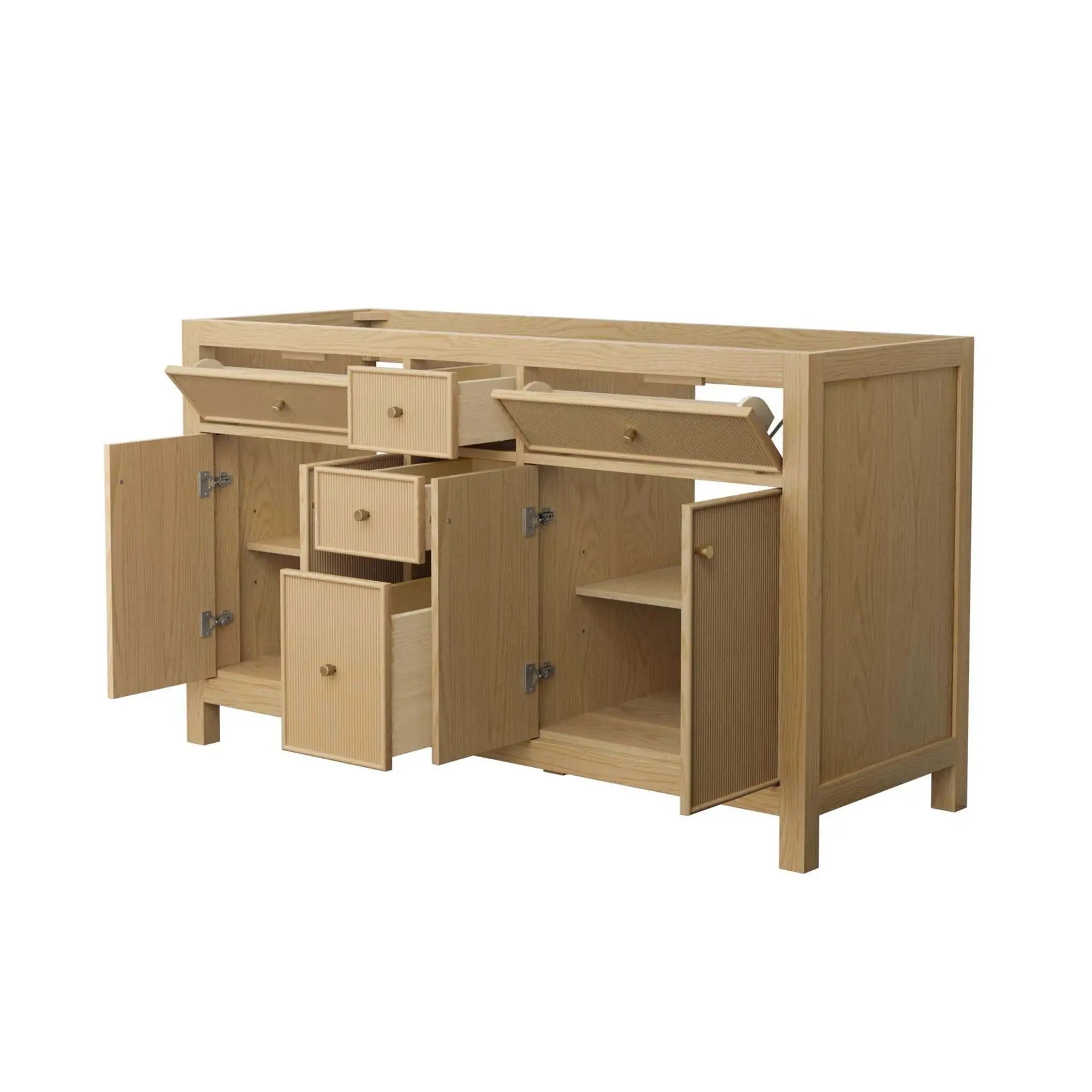 60" Pendry Double Bathroom Vanity in Tanned Oak with Brushed Gold Trim by Wyndham