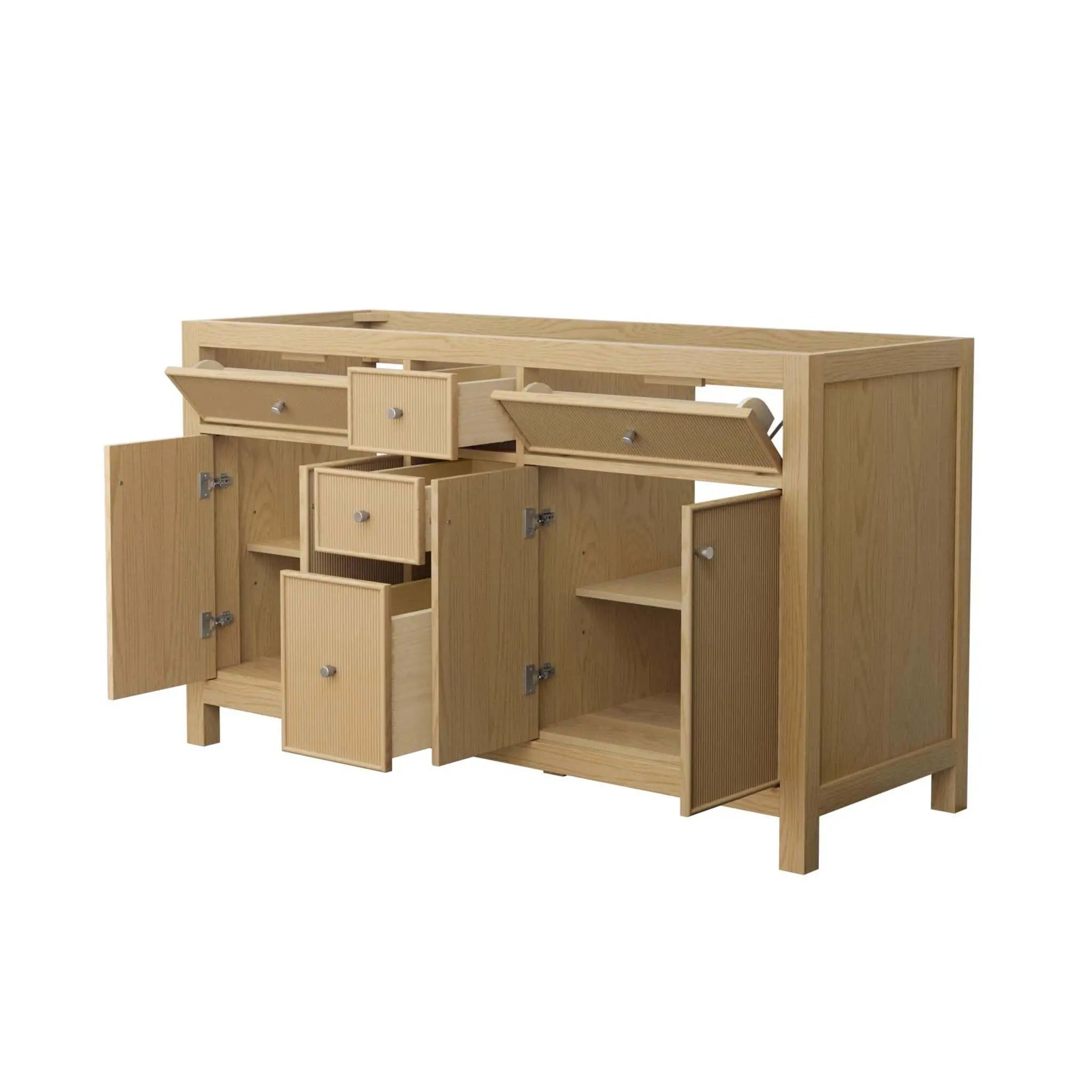 60" Pendry Double Bathroom Vanity in Tanned Oak with Brushed Nickel Trim by Wyndham