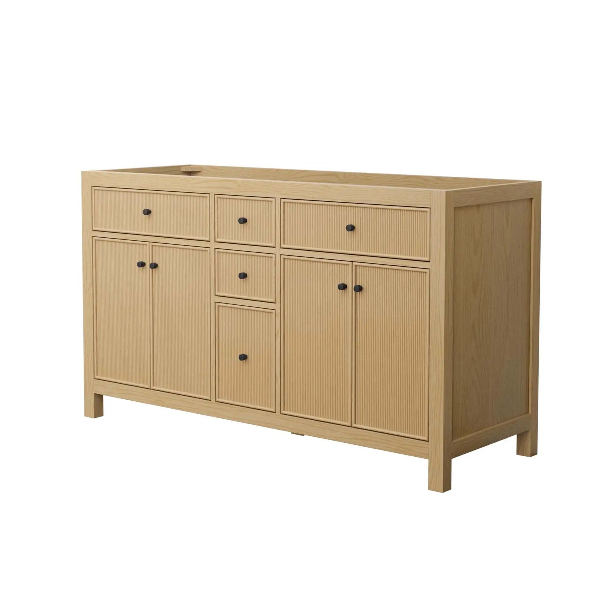 60" Pendry Double Bathroom Vanity in Tanned Oak with Matte Black Trim by Wyndham