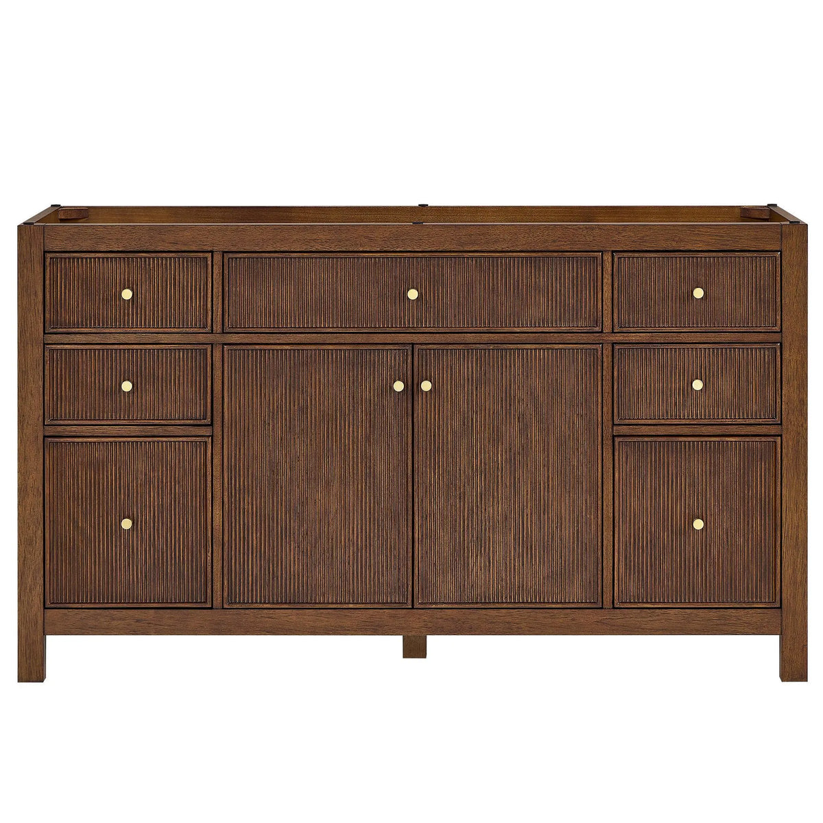 60" Pendry Single Bathroom Vanity Dark Walnut Brushed Gold Trim by wyndham View 33