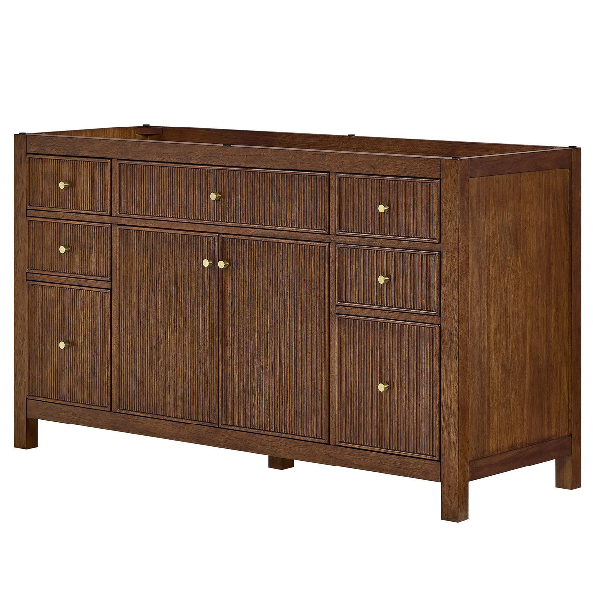 60" Pendry Single Bathroom Vanity Dark Walnut Brushed Gold Trim by wyndham View 36