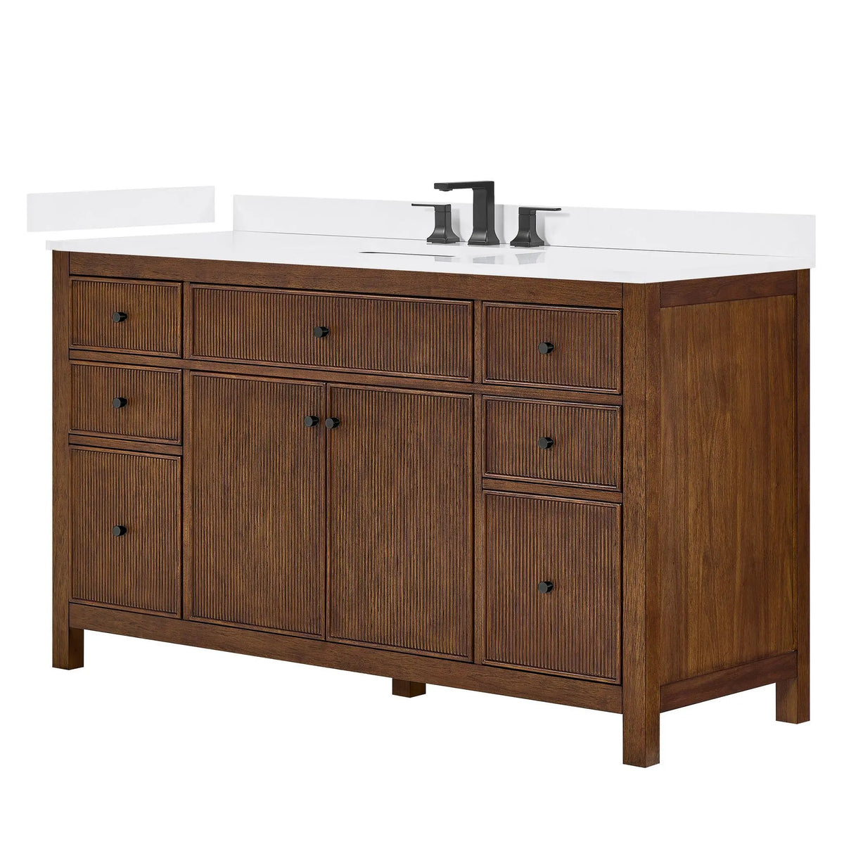 60" Pendry Single Bathroom Vanity Dark Walnut Matte Black Trim by wyndham View 29